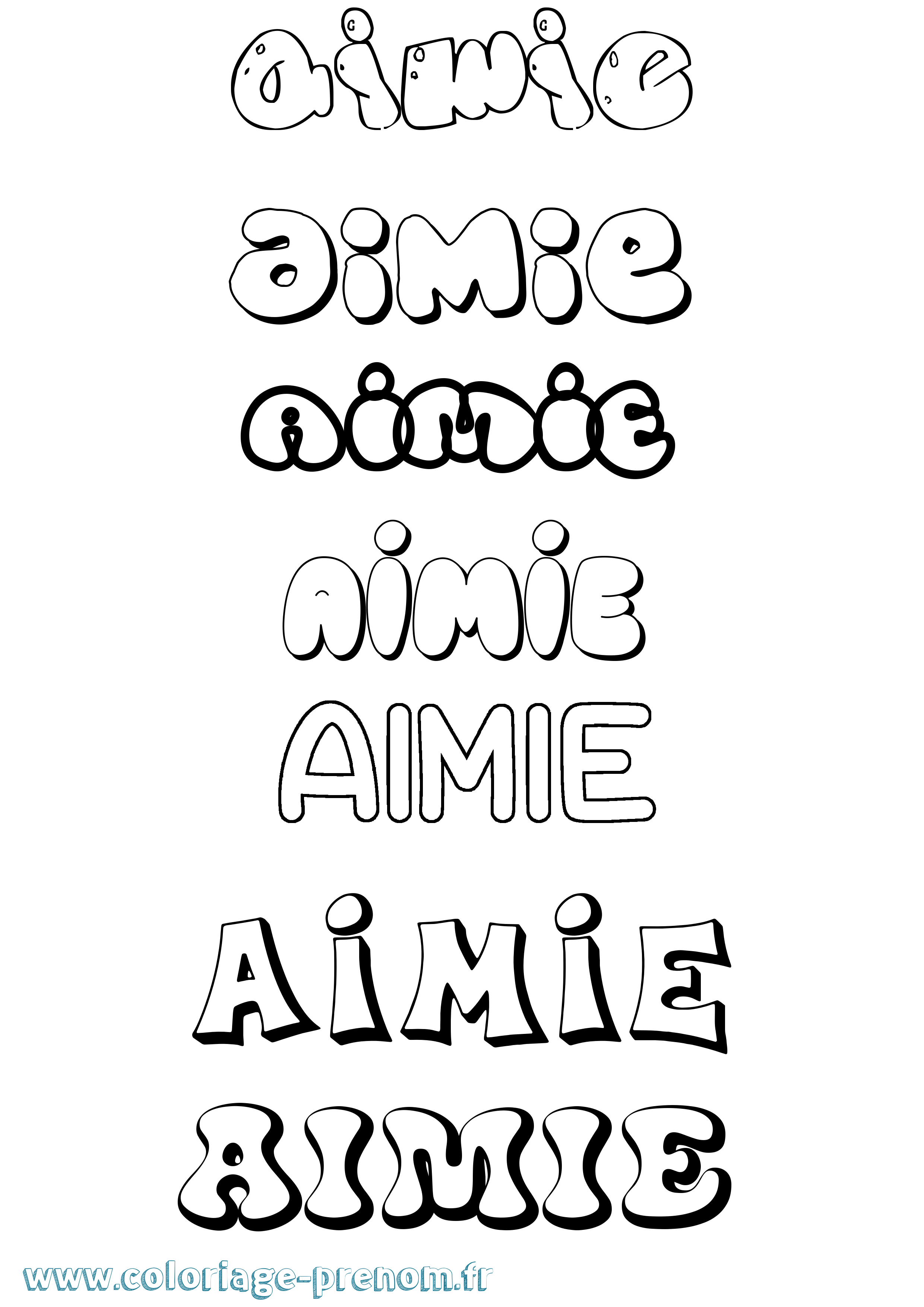 Coloriage prénom Aimie Bubble