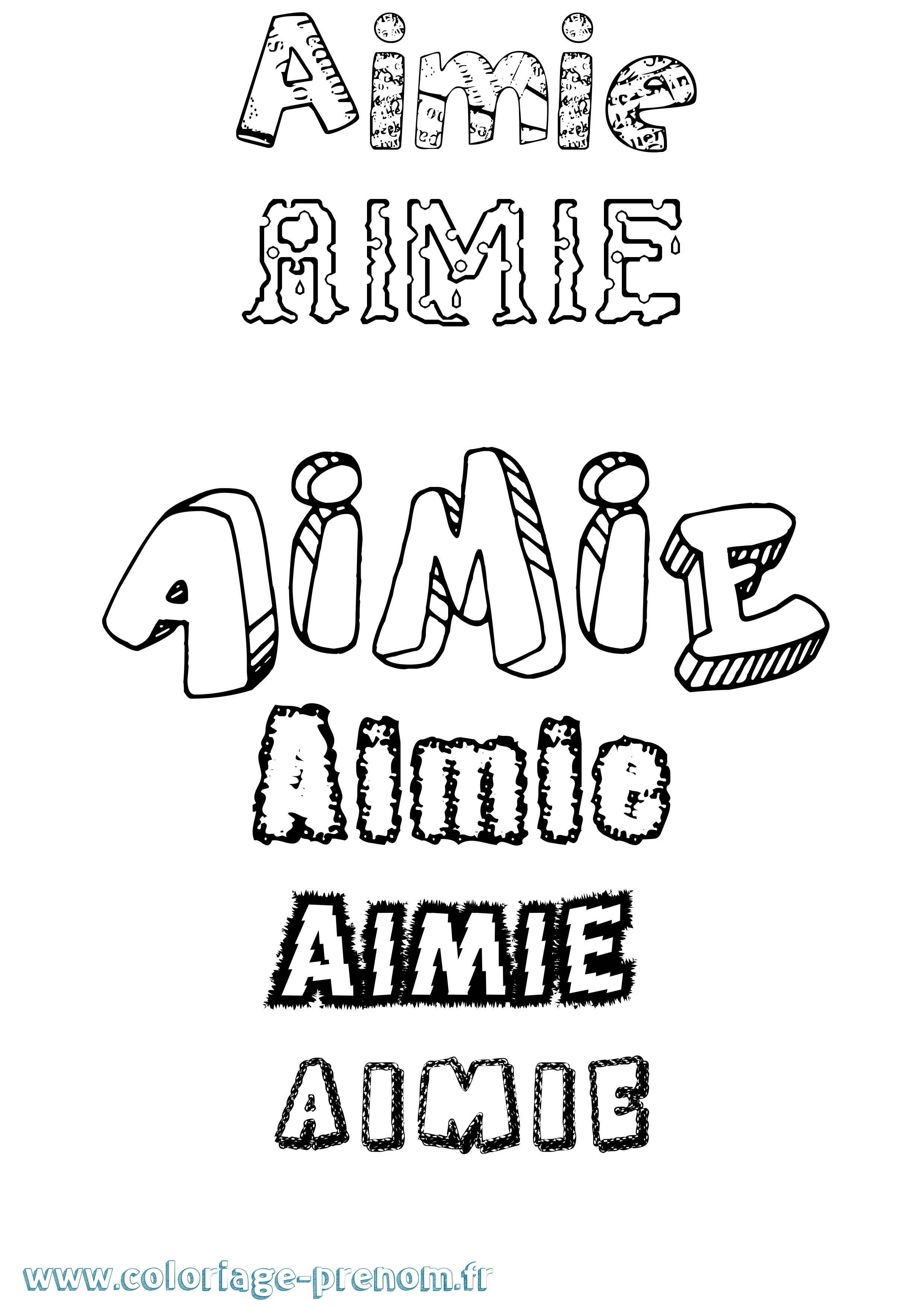 Coloriage prénom Aimie Destructuré