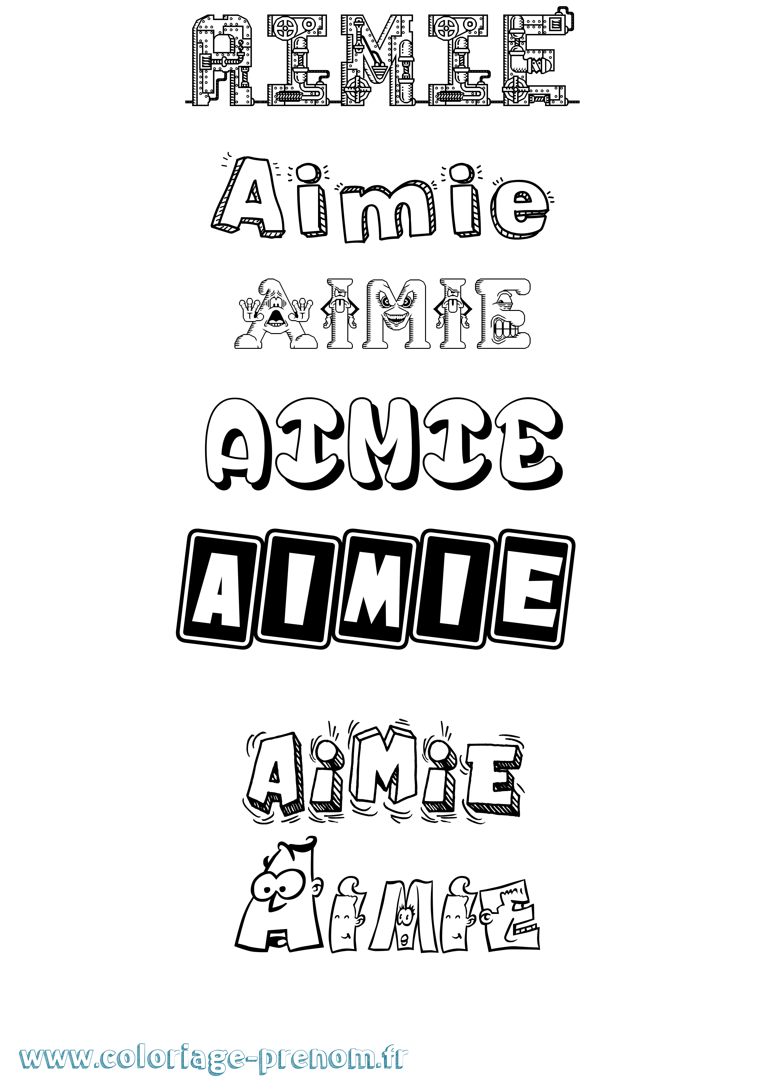 Coloriage prénom Aimie Fun