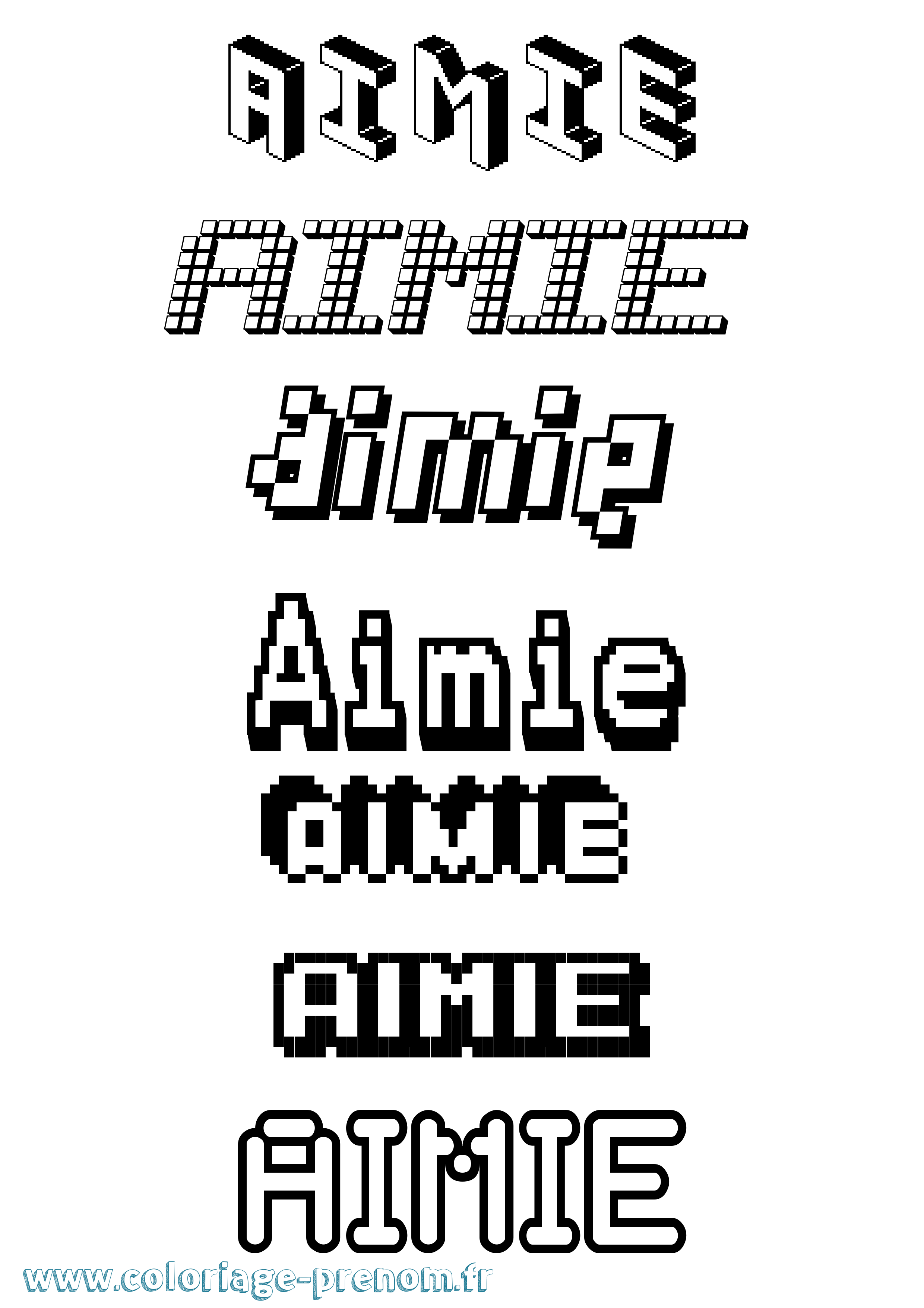 Coloriage prénom Aimie Pixel