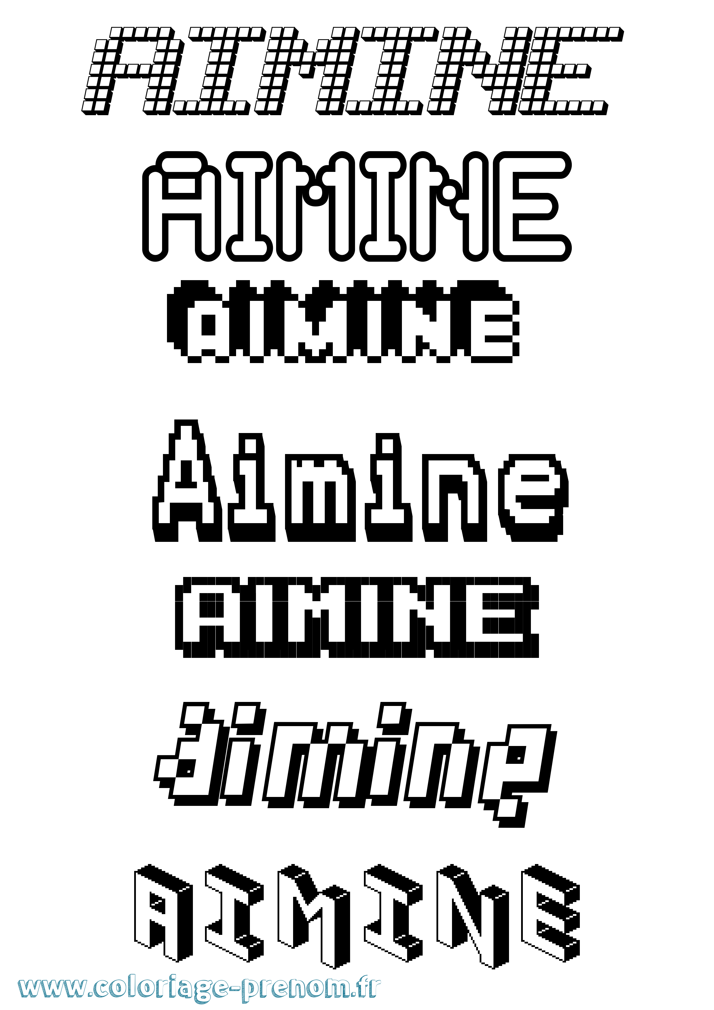 Coloriage prénom Aimine Pixel