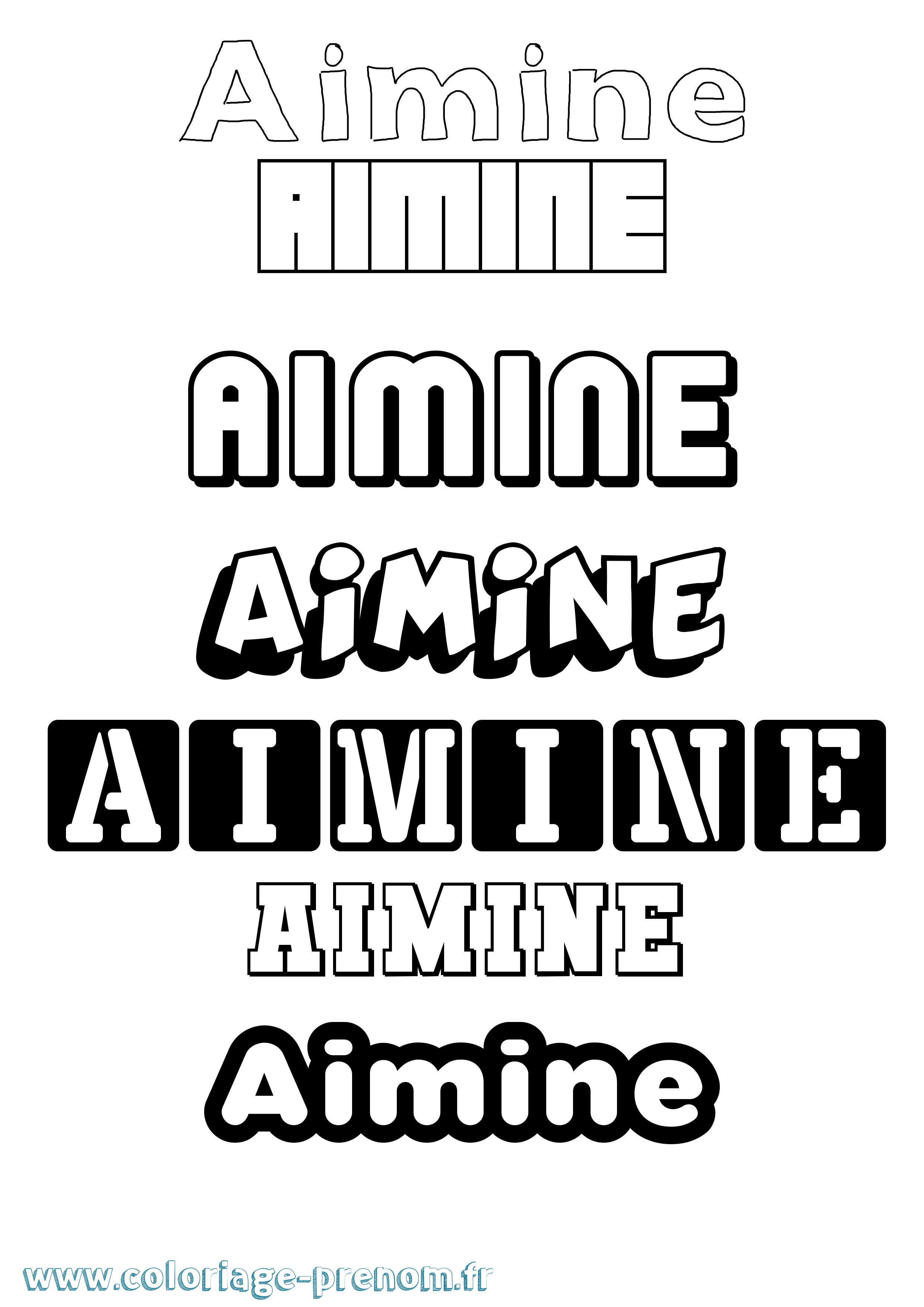 Coloriage prénom Aimine Simple