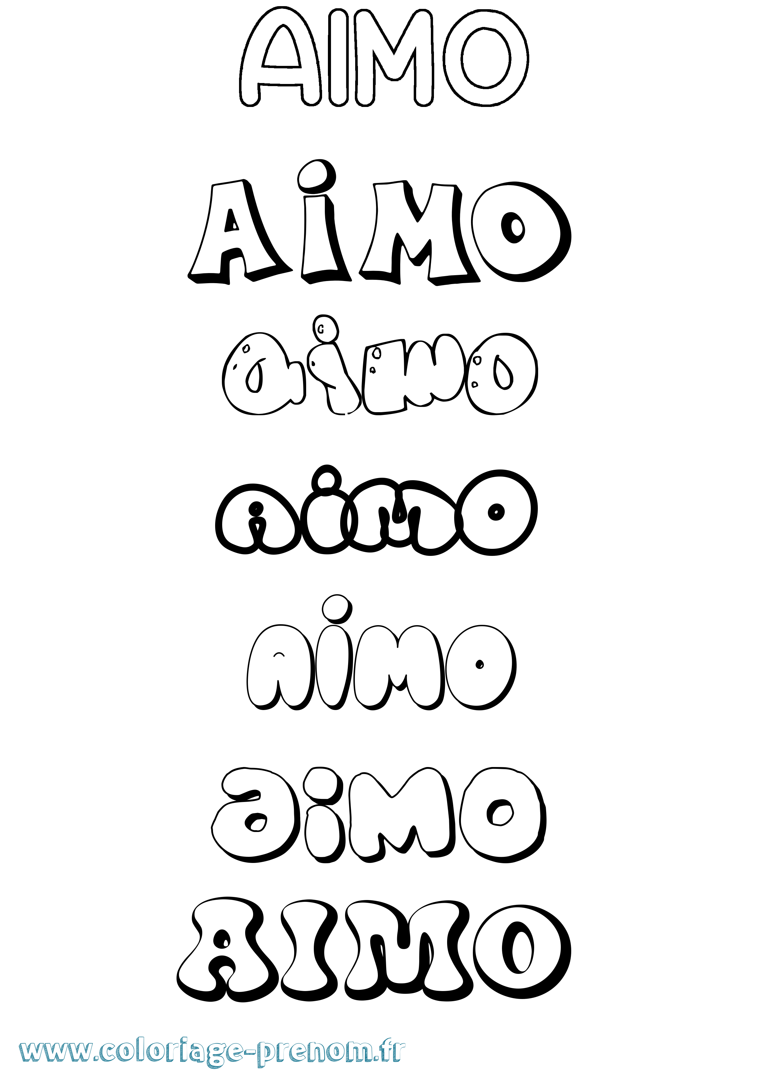Coloriage prénom Aimo Bubble