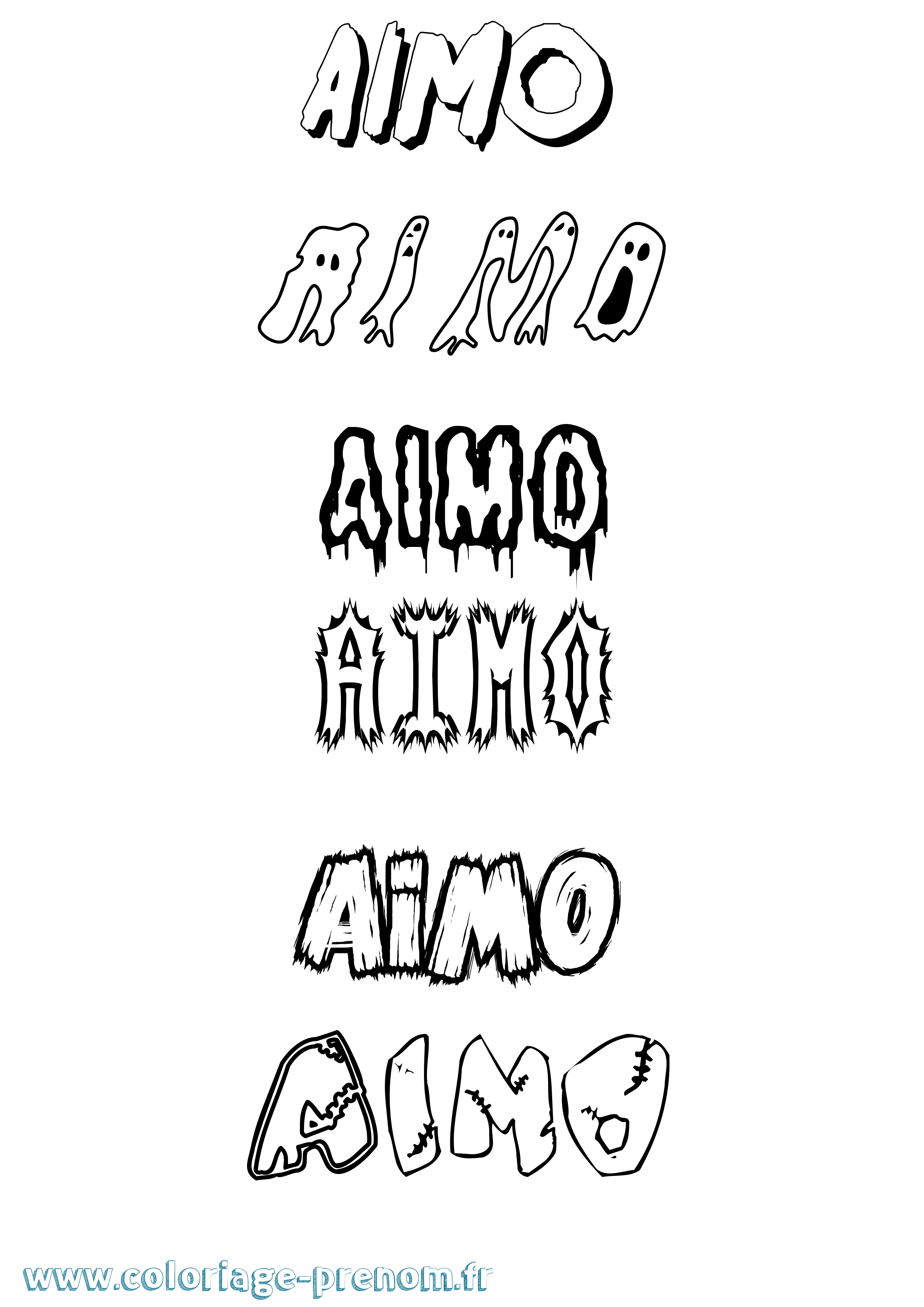 Coloriage prénom Aimo Frisson