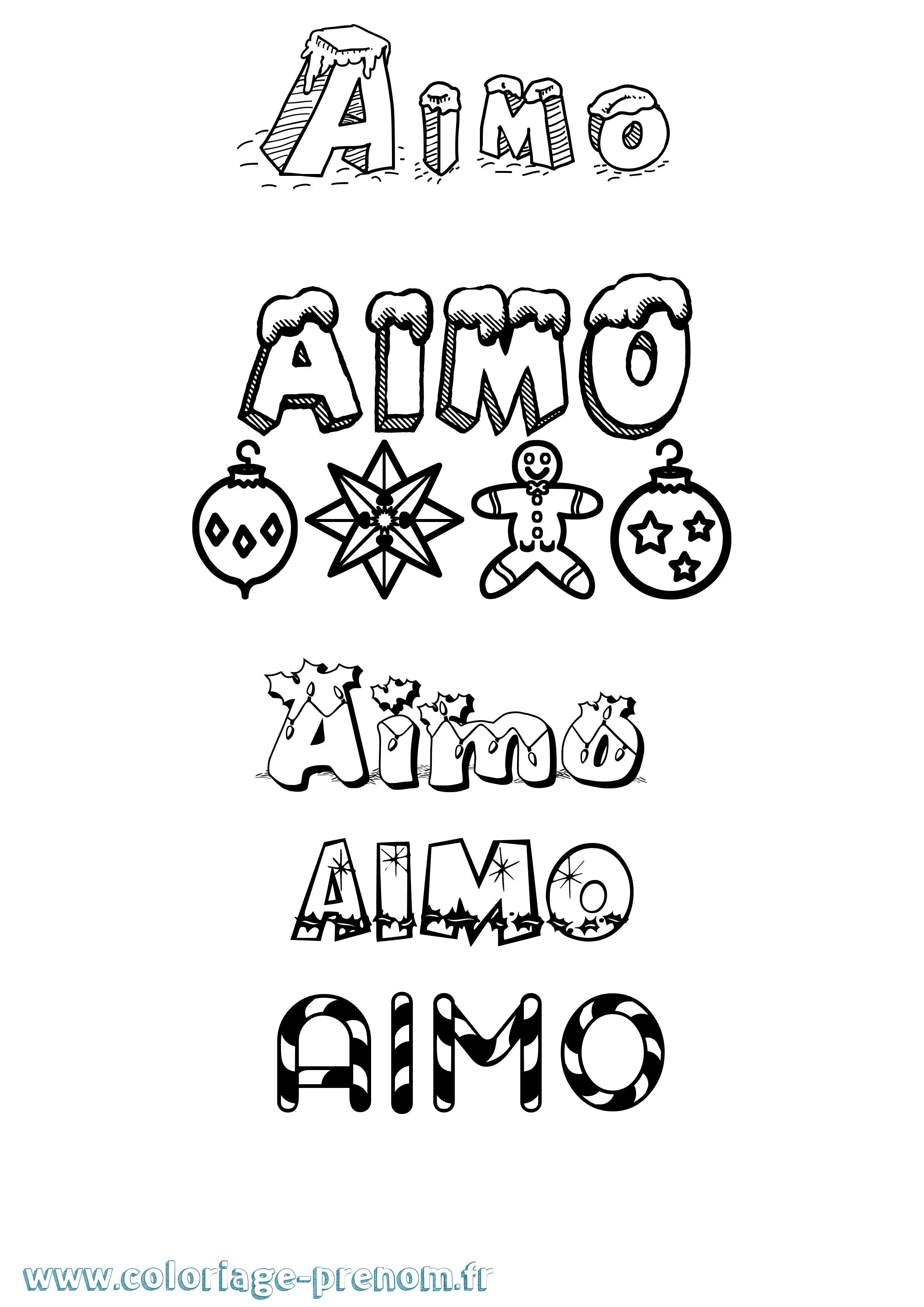Coloriage prénom Aimo Noël