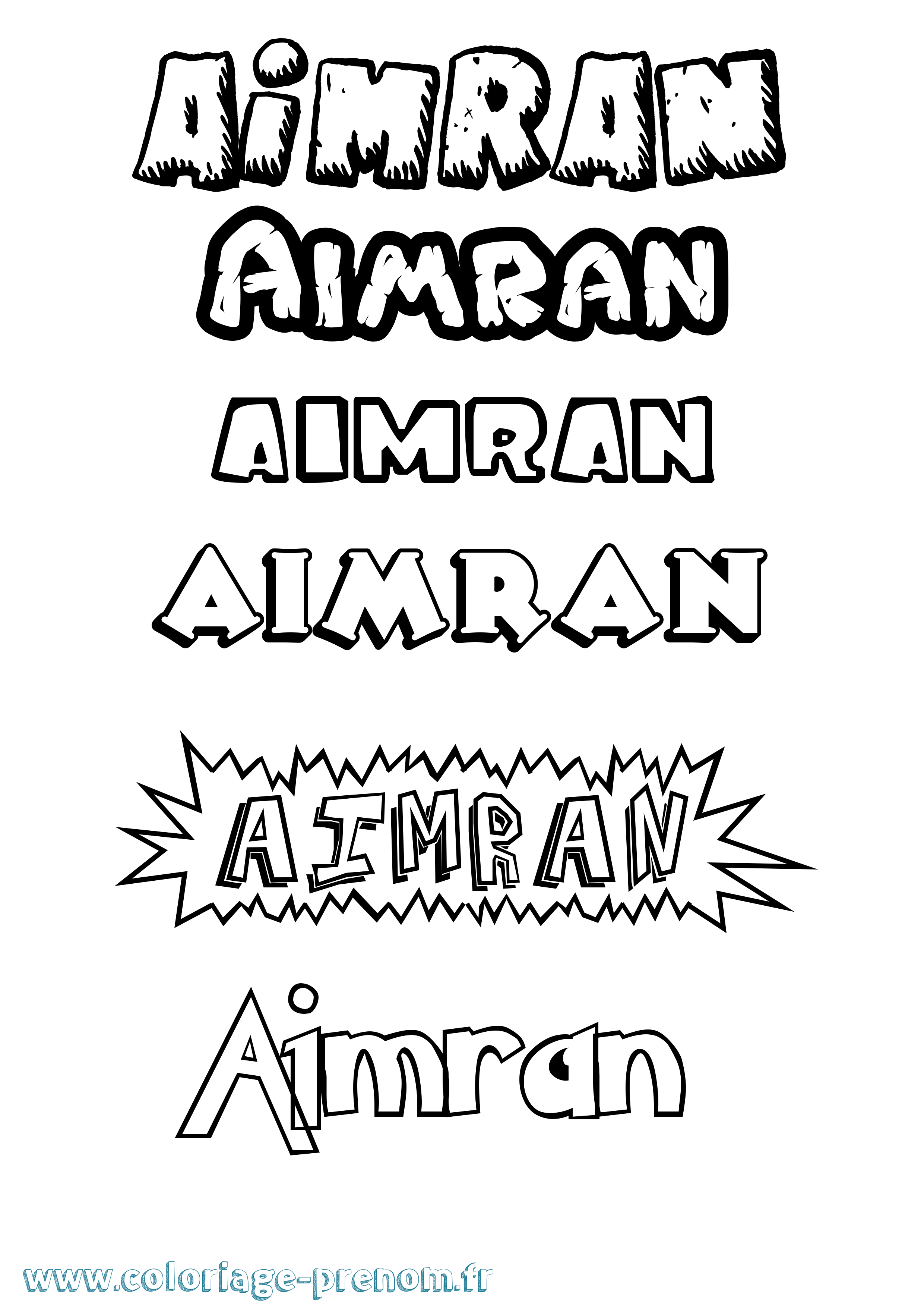 Coloriage Aimran Dessin Animé Coloriage prénom Aimran Dessin Animé