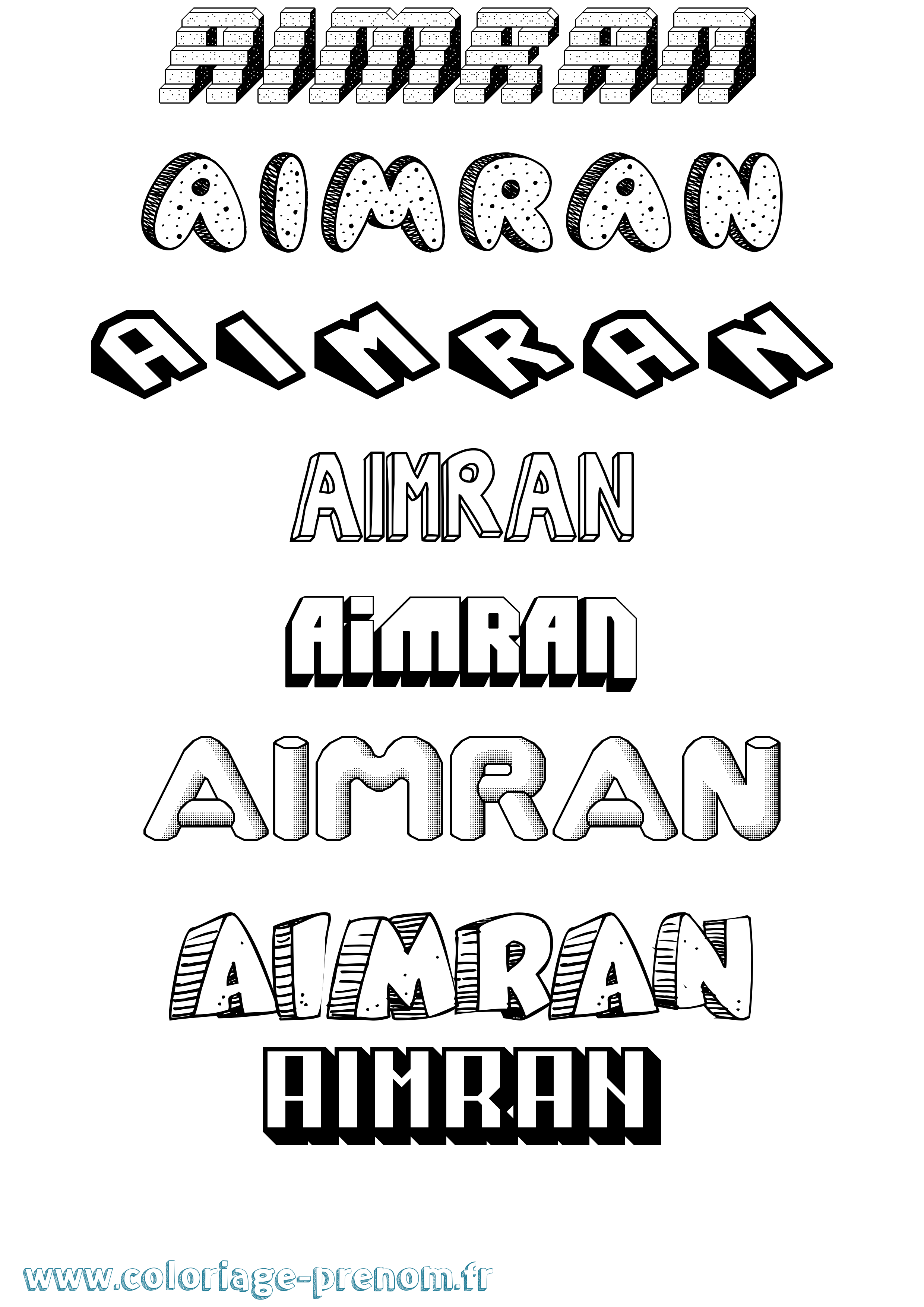 Coloriage Aimran Effet 3D Coloriage prénom Aimran Effet 3D