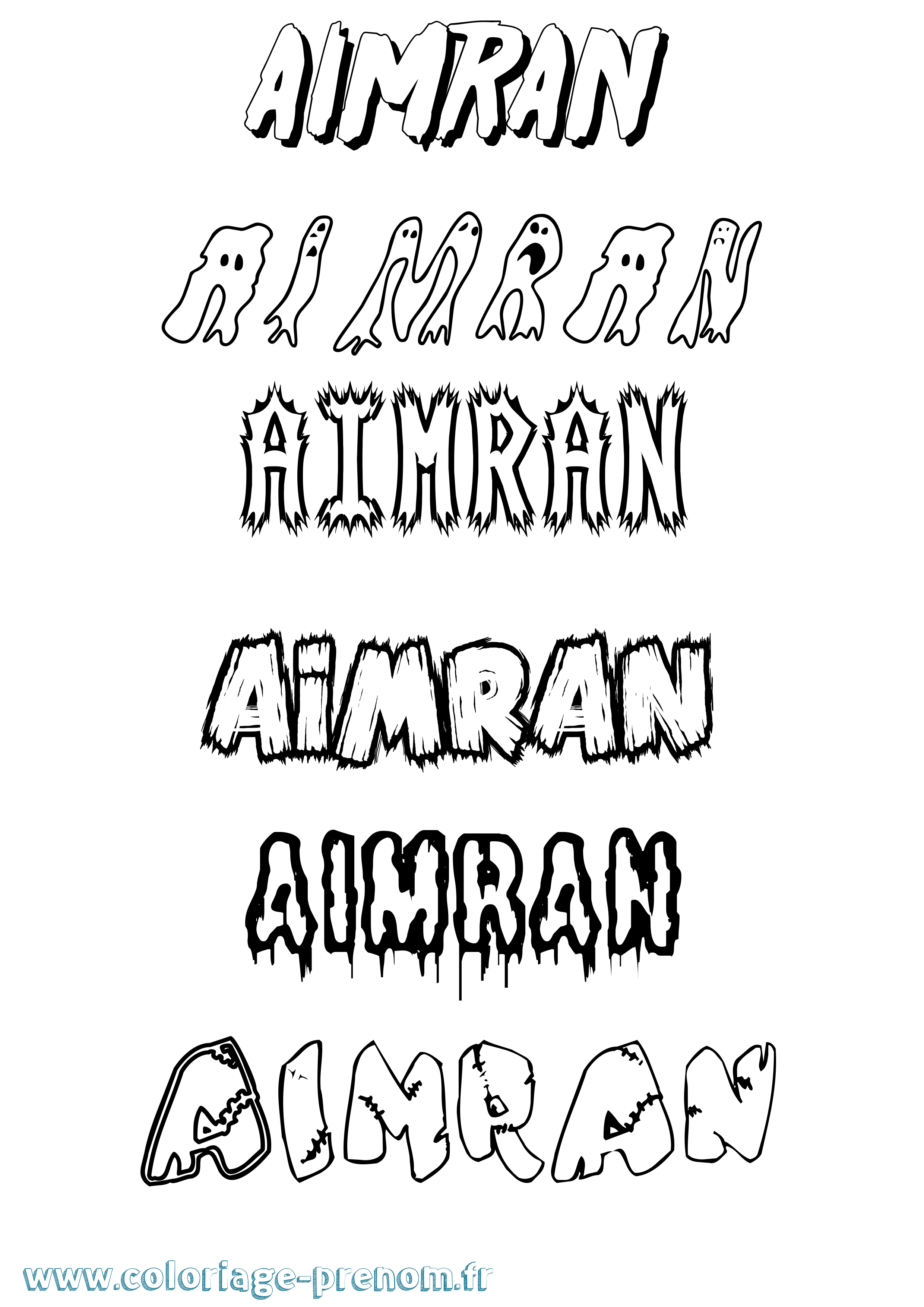 Coloriage prénom Aimran Frisson