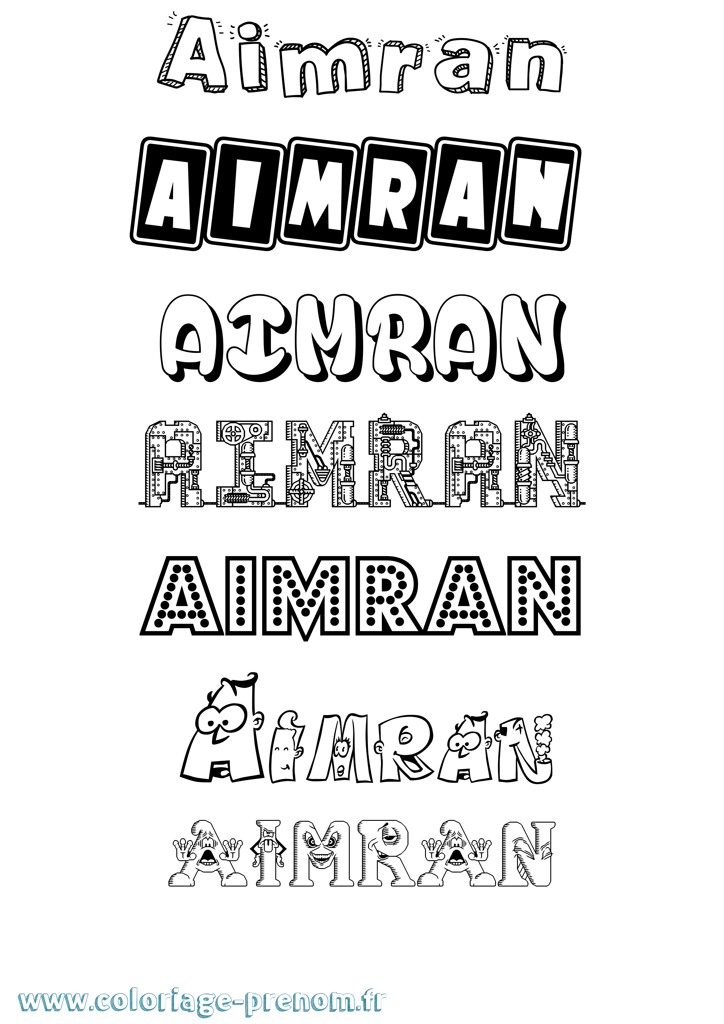 Coloriage prénom Aimran Fun