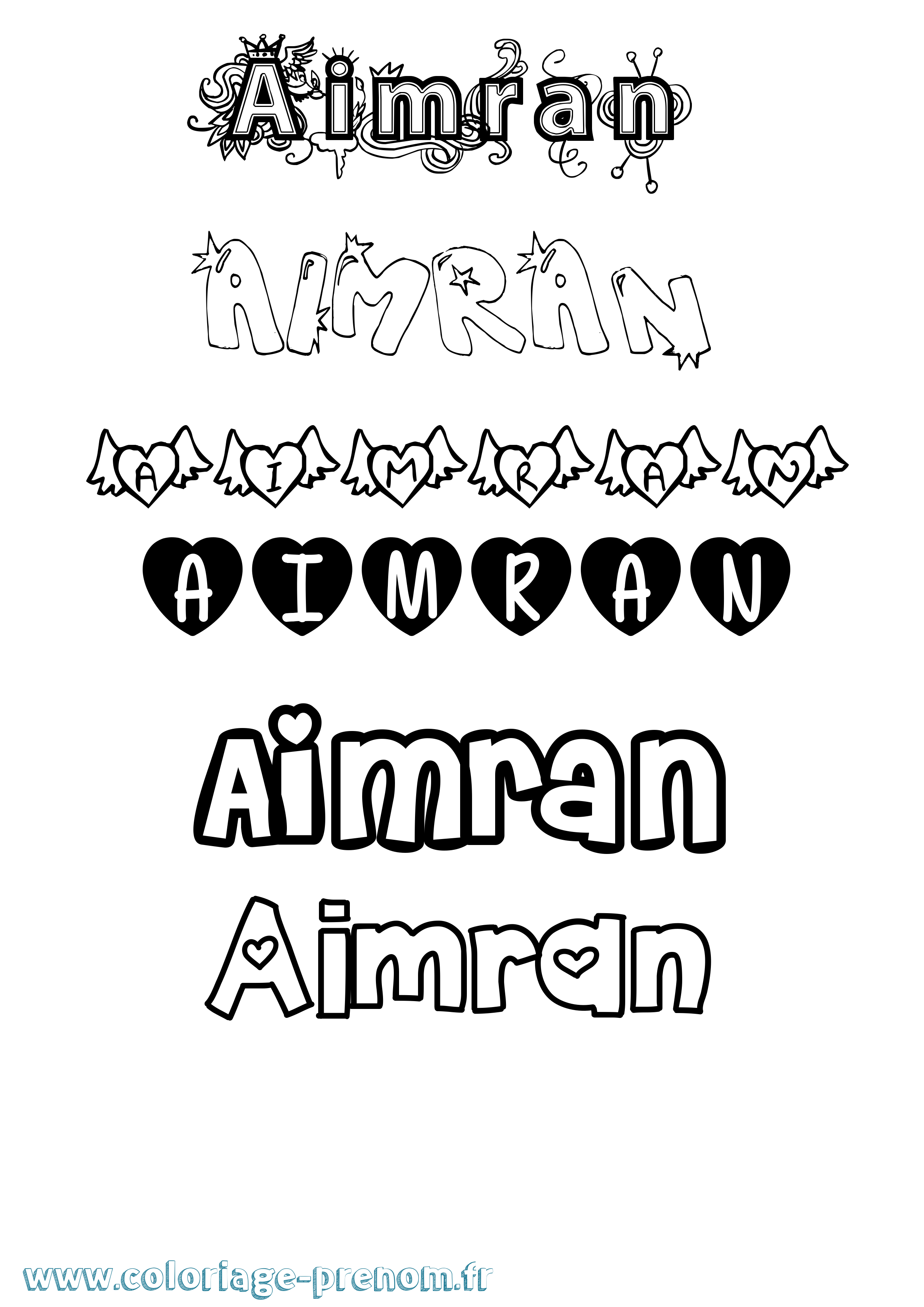 Coloriage Aimran Girly Coloriage prénom Aimran Girly