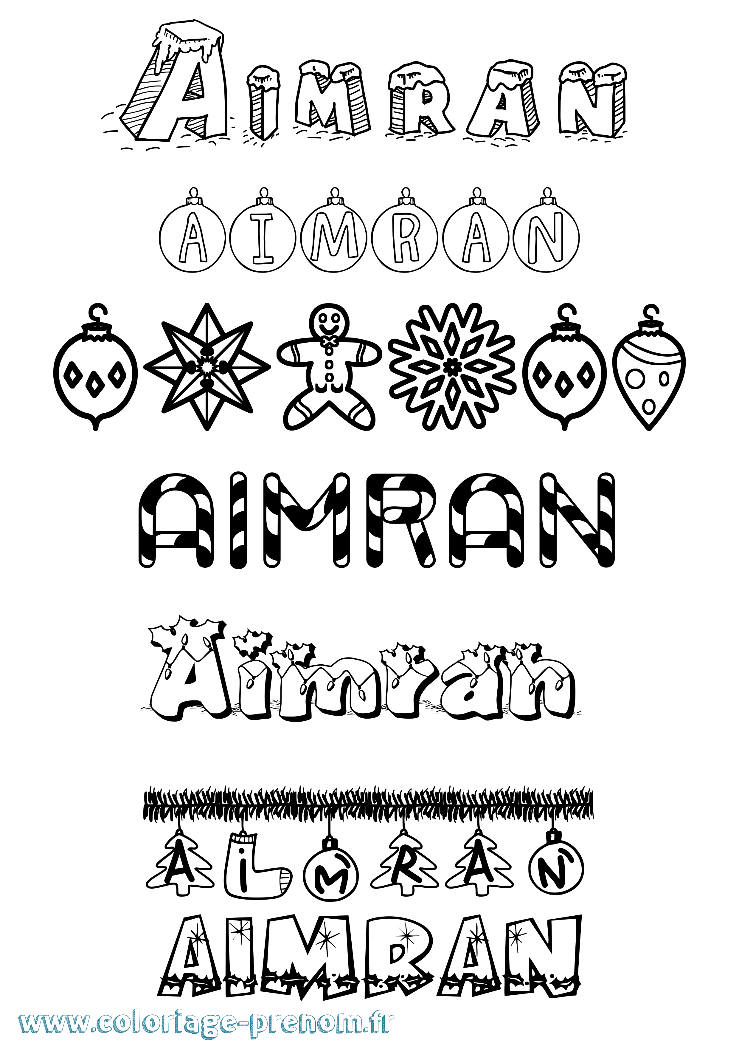 Coloriage Aimran Noël Coloriage prénom Aimran Noël