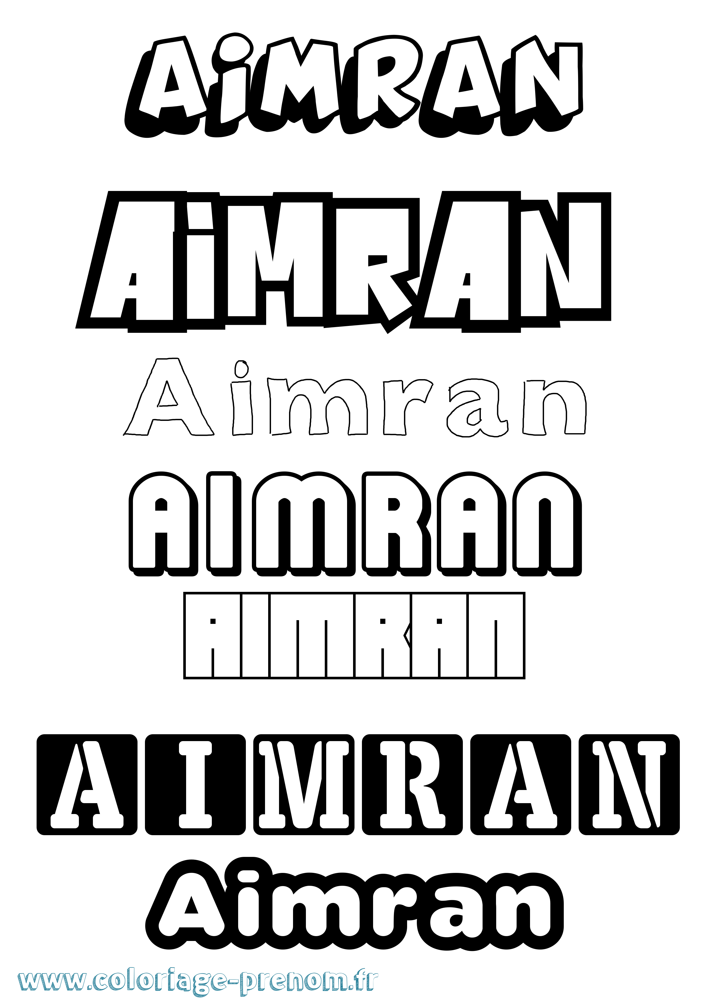 Coloriage prénom Aimran Simple