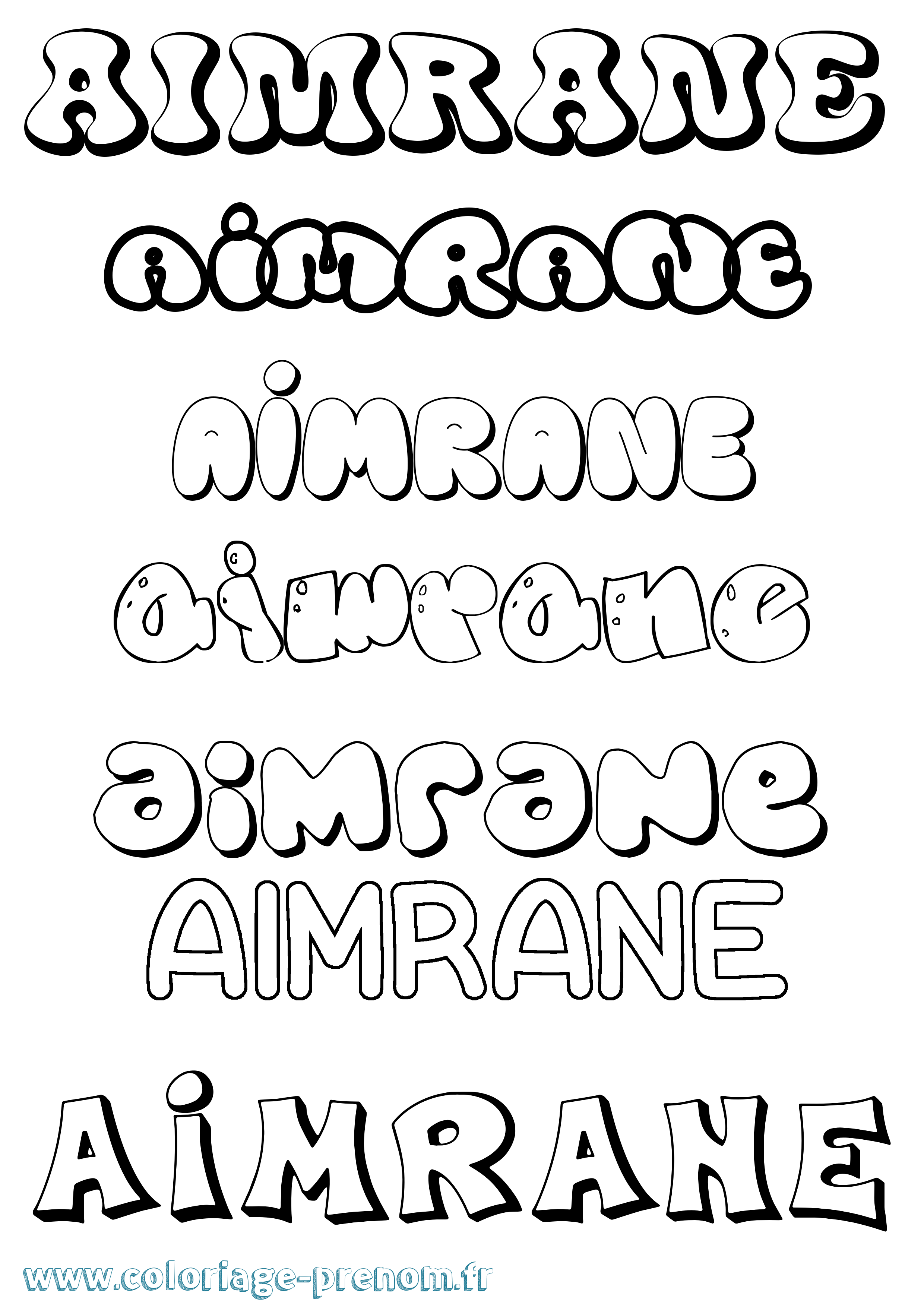 Coloriage prénom Aimrane Bubble
