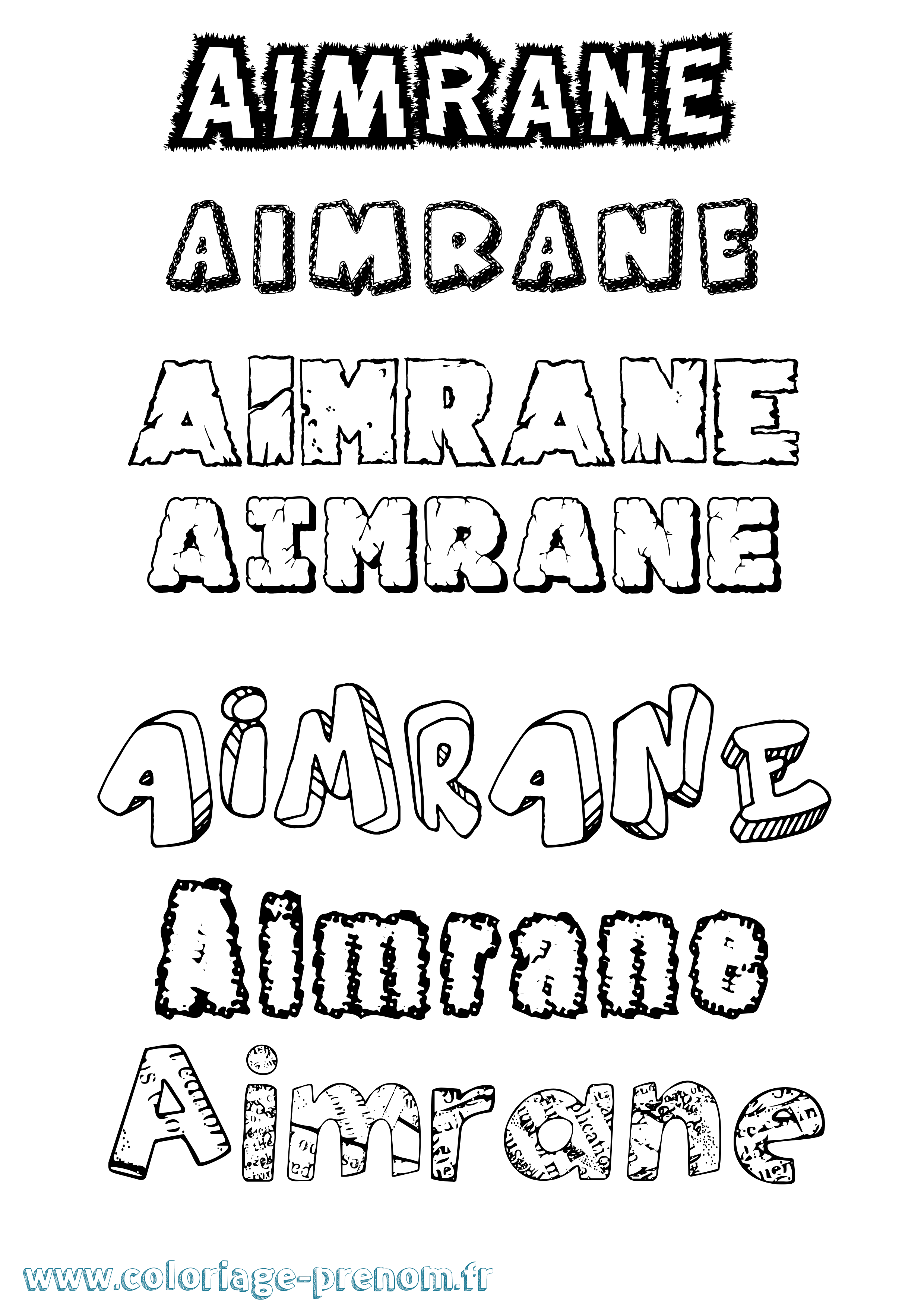 Coloriage prénom Aimrane Destructuré
