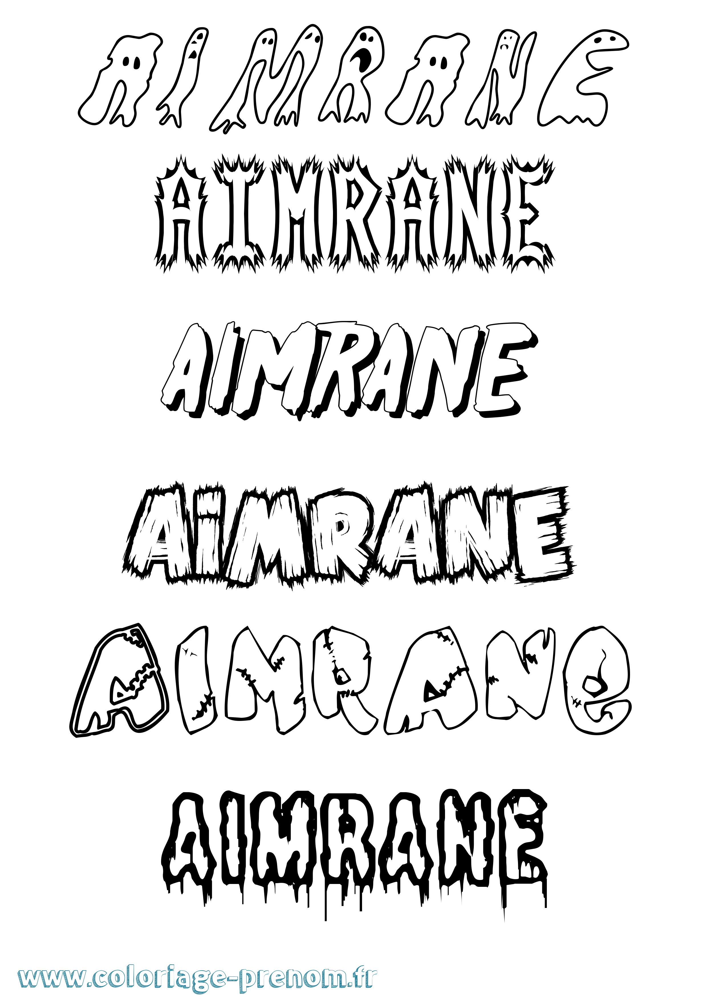 Coloriage prénom Aimrane Frisson