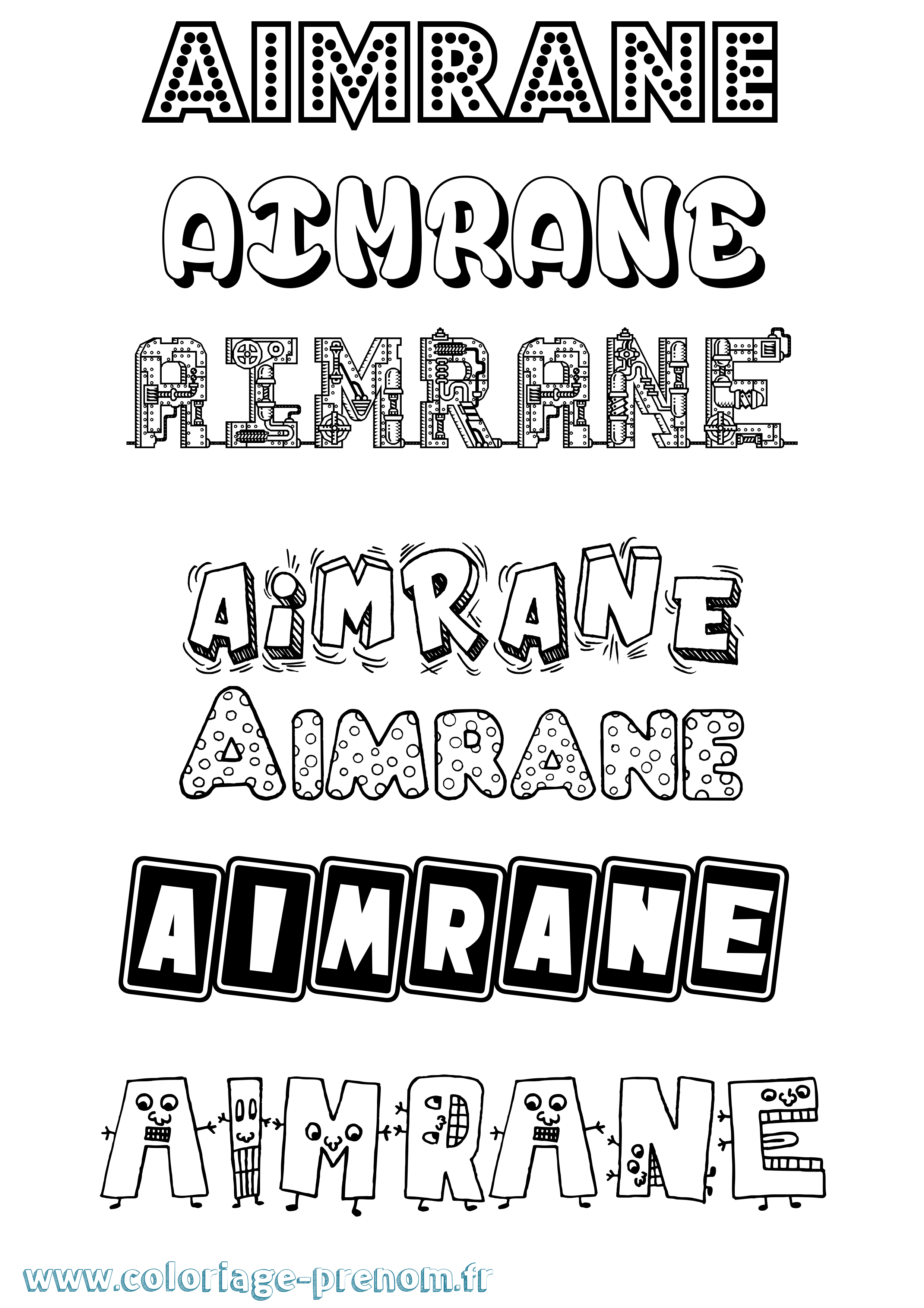 Coloriage prénom Aimrane Fun