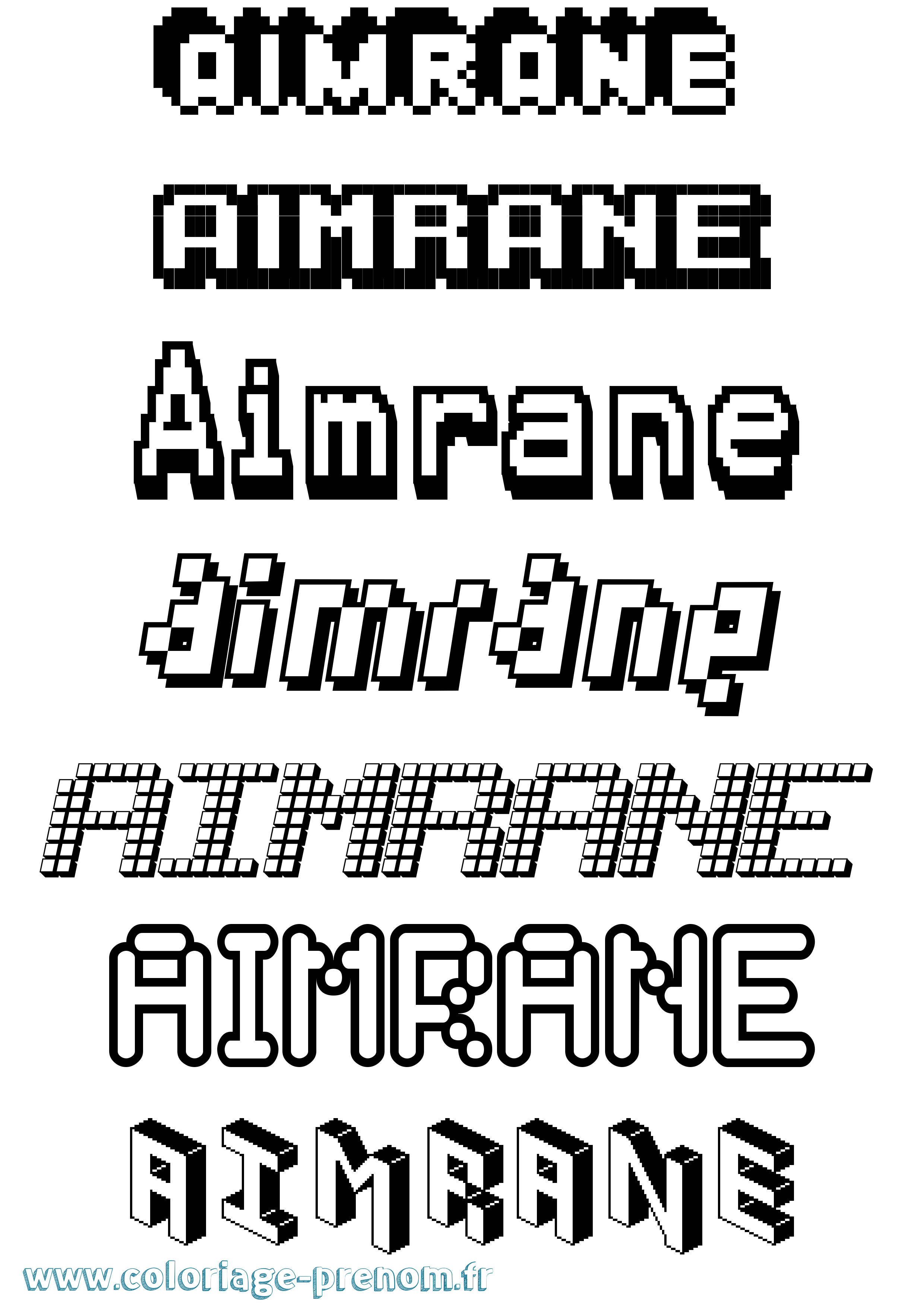 Coloriage prénom Aimrane Pixel