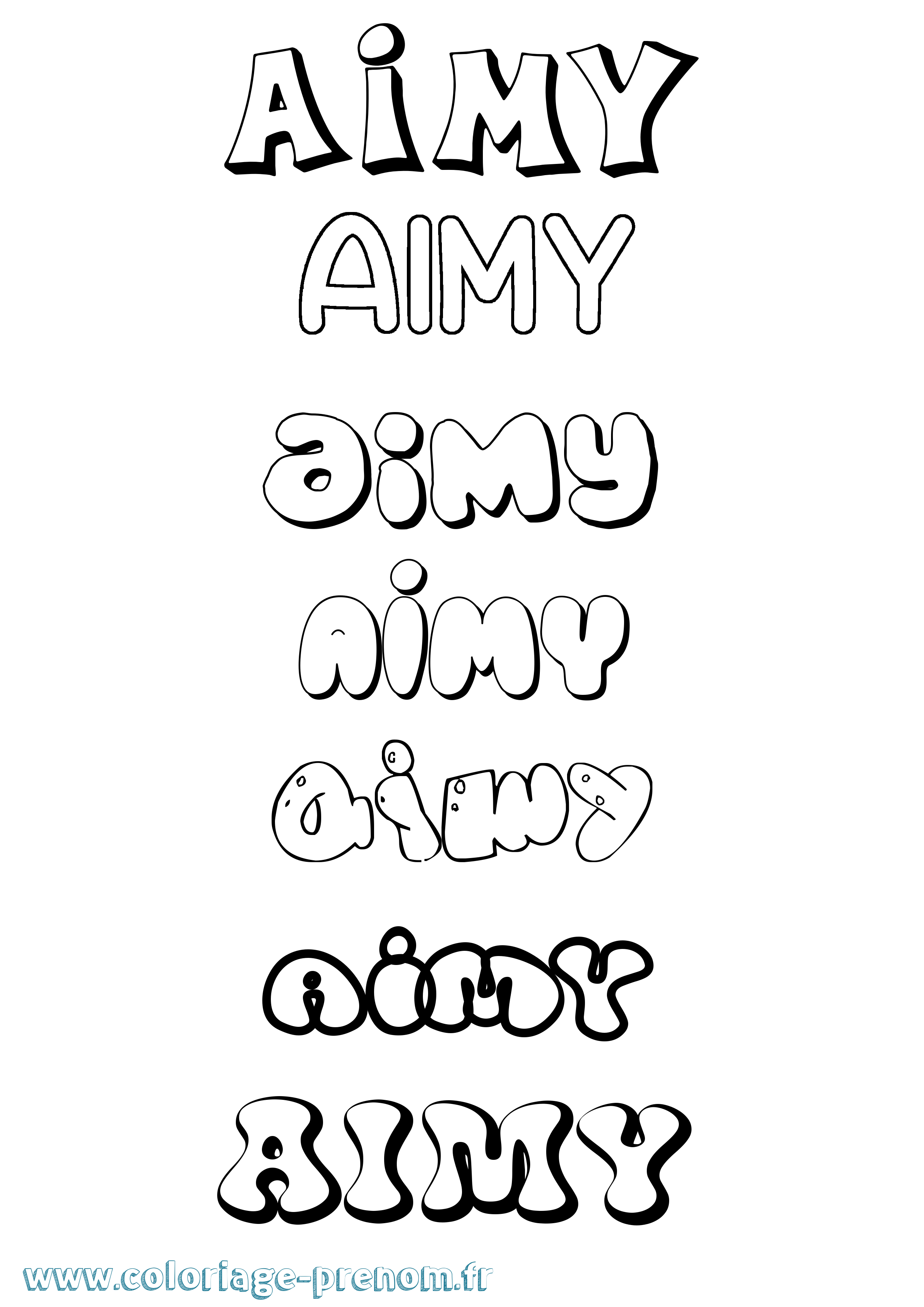 Coloriage prénom Aimy Bubble