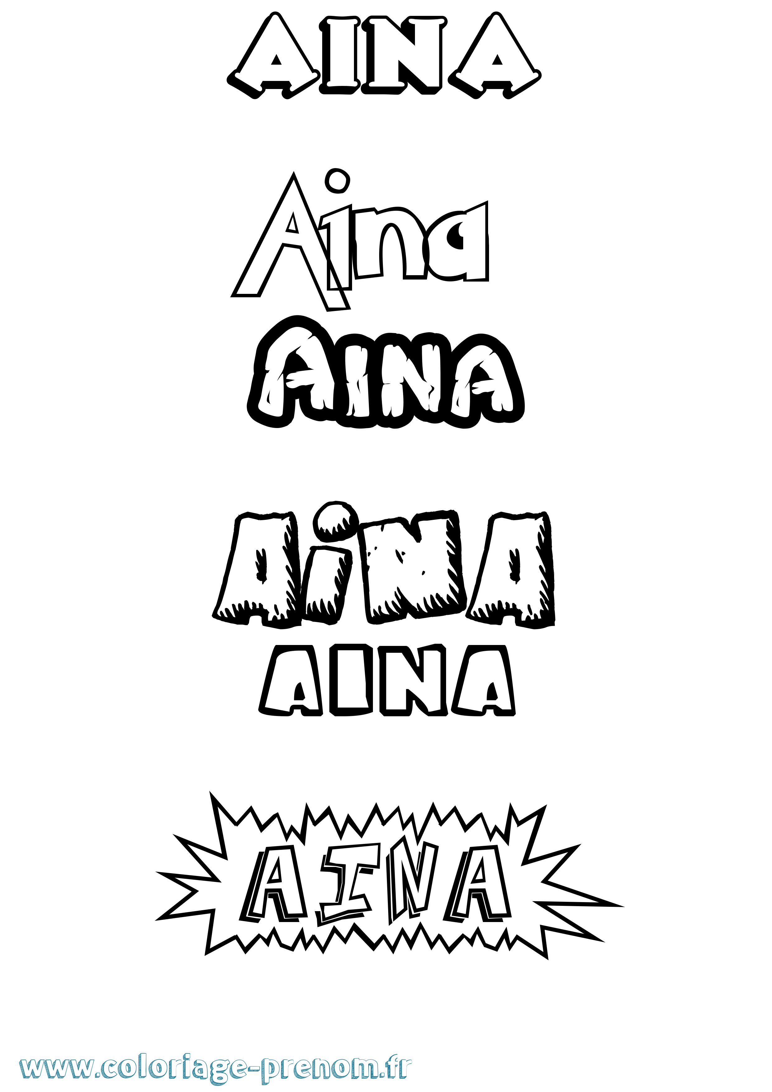 Coloriage prénom Aina Dessin Animé