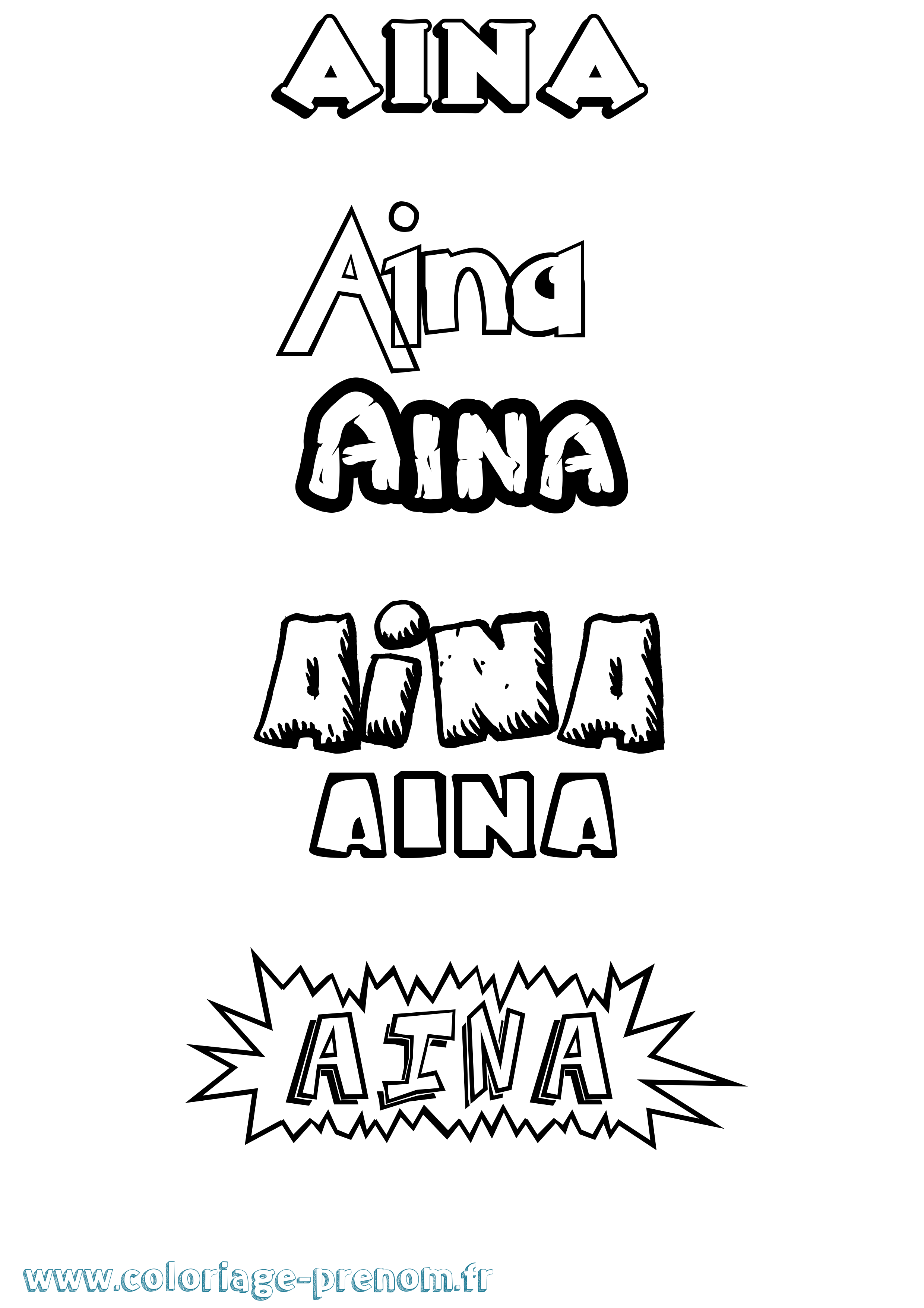 Coloriage Aina Dessin Animé Coloriage prénom Aina Dessin Animé