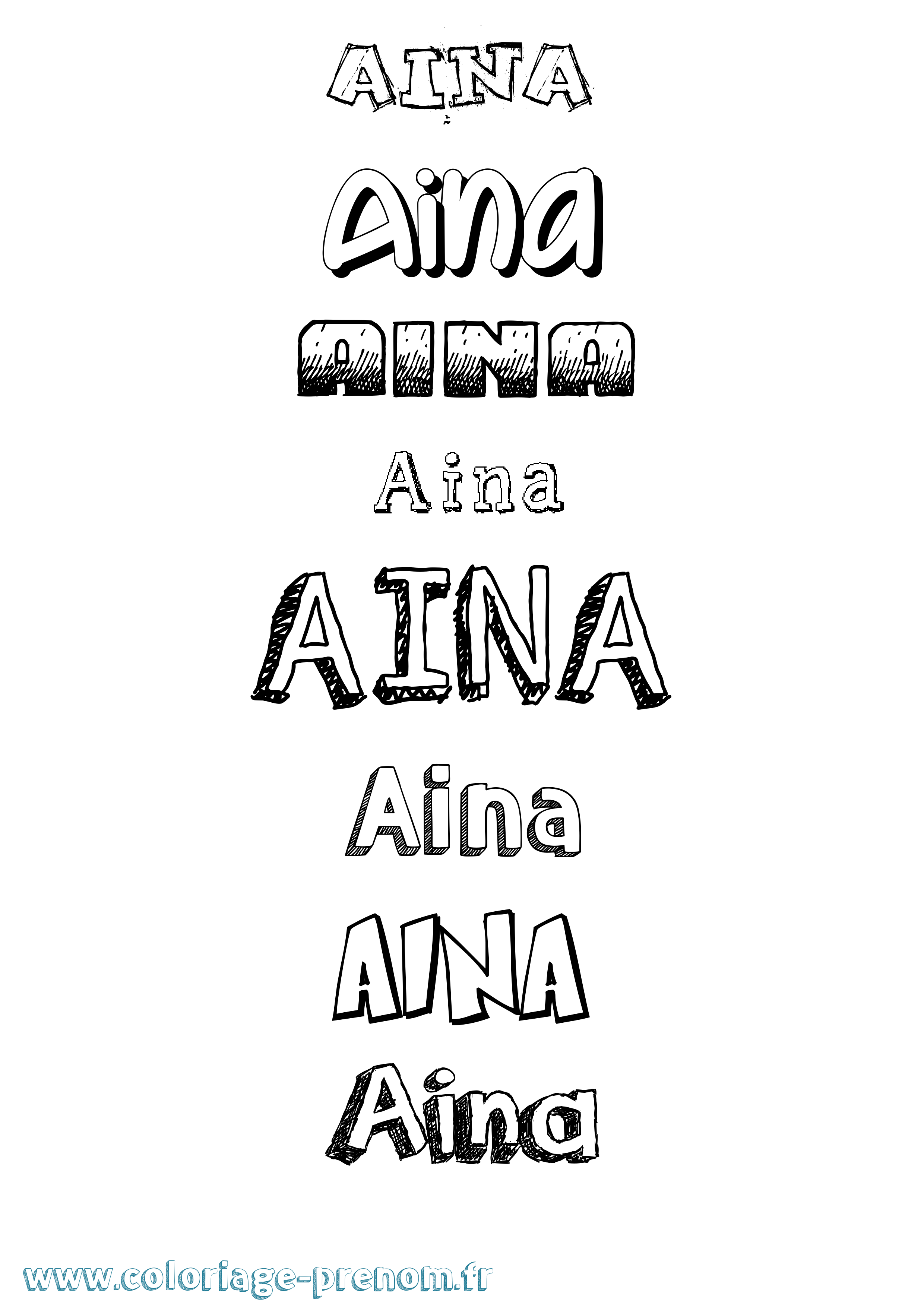 Coloriage Aina Dessiné Coloriage prénom Aina Dessiné