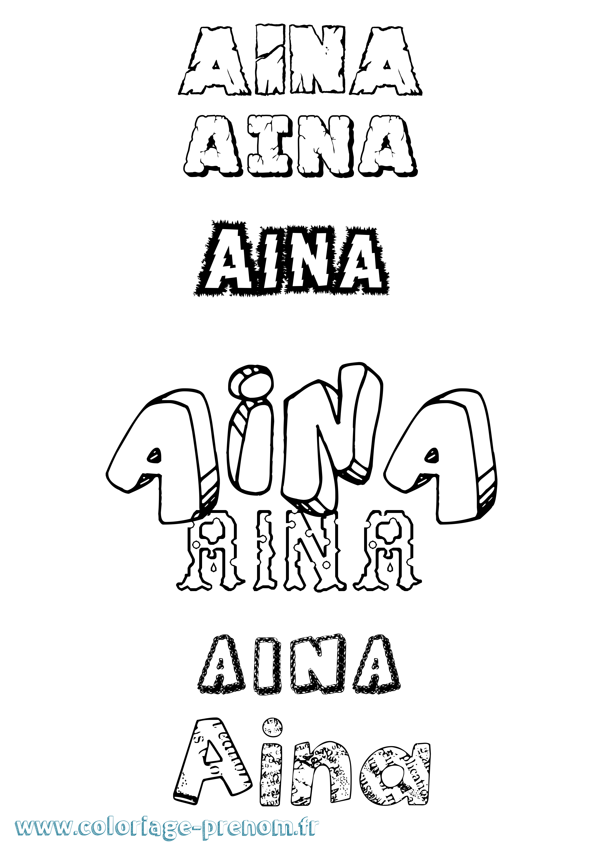 Coloriage Aina Destructuré Coloriage prénom Aina Destructuré