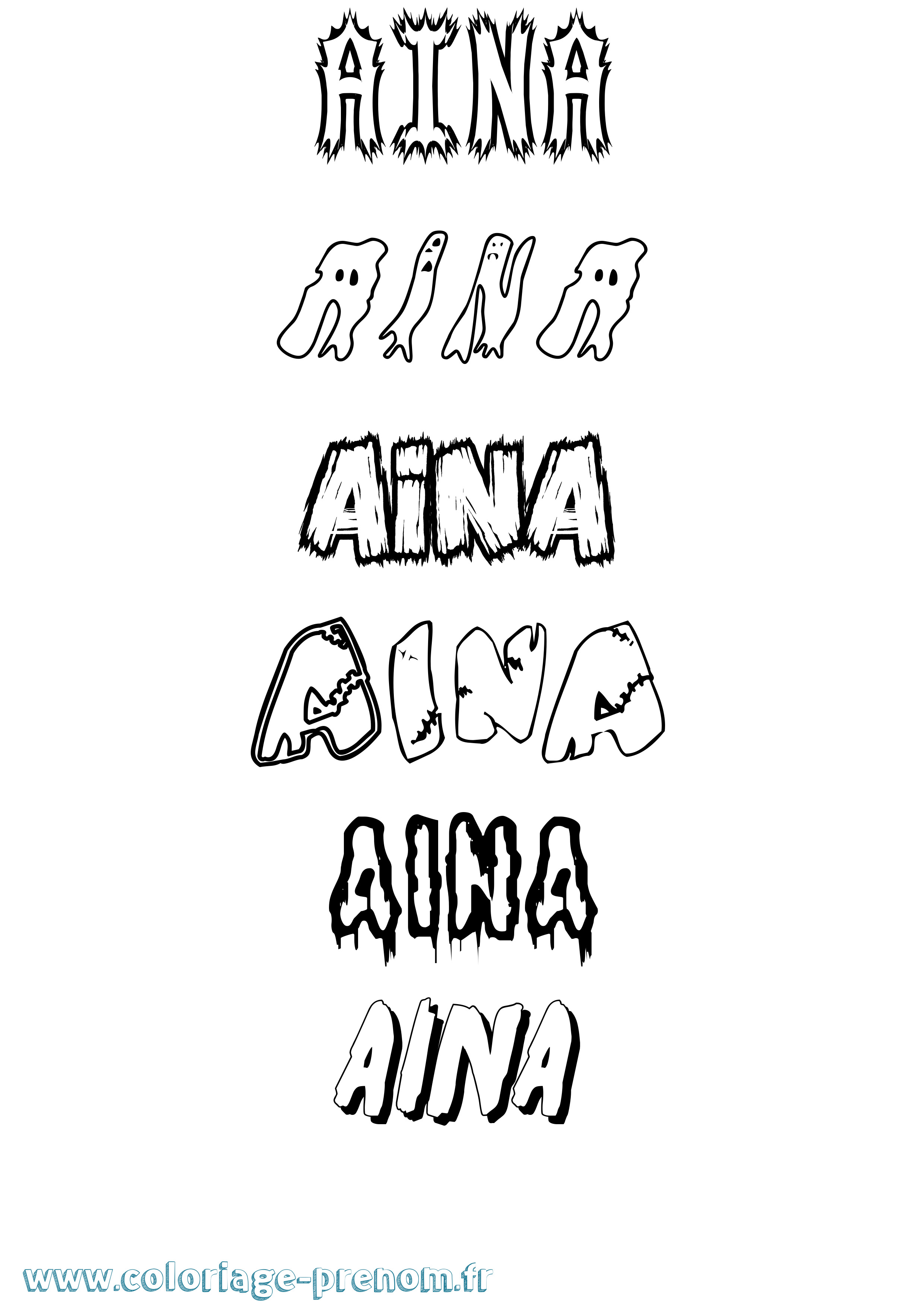 Coloriage Aina Frisson Coloriage prénom Aina Frisson