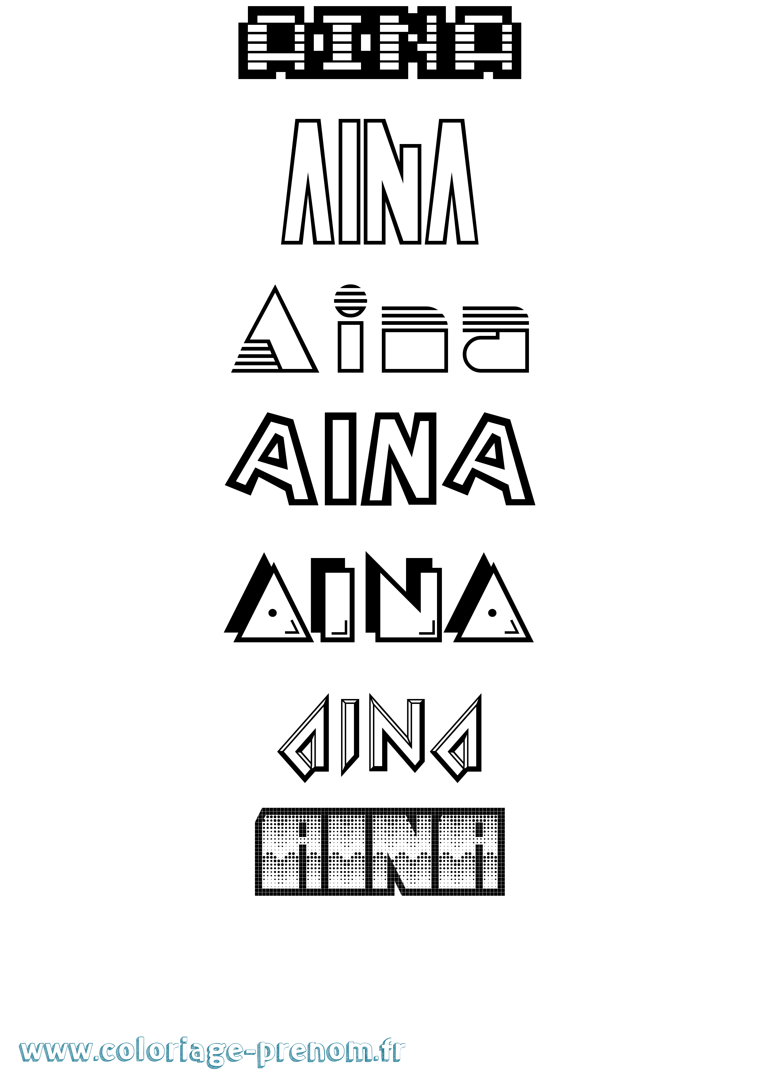 Coloriage Aina Jeux Vidéos Coloriage prénom Aina Jeux Vidéos