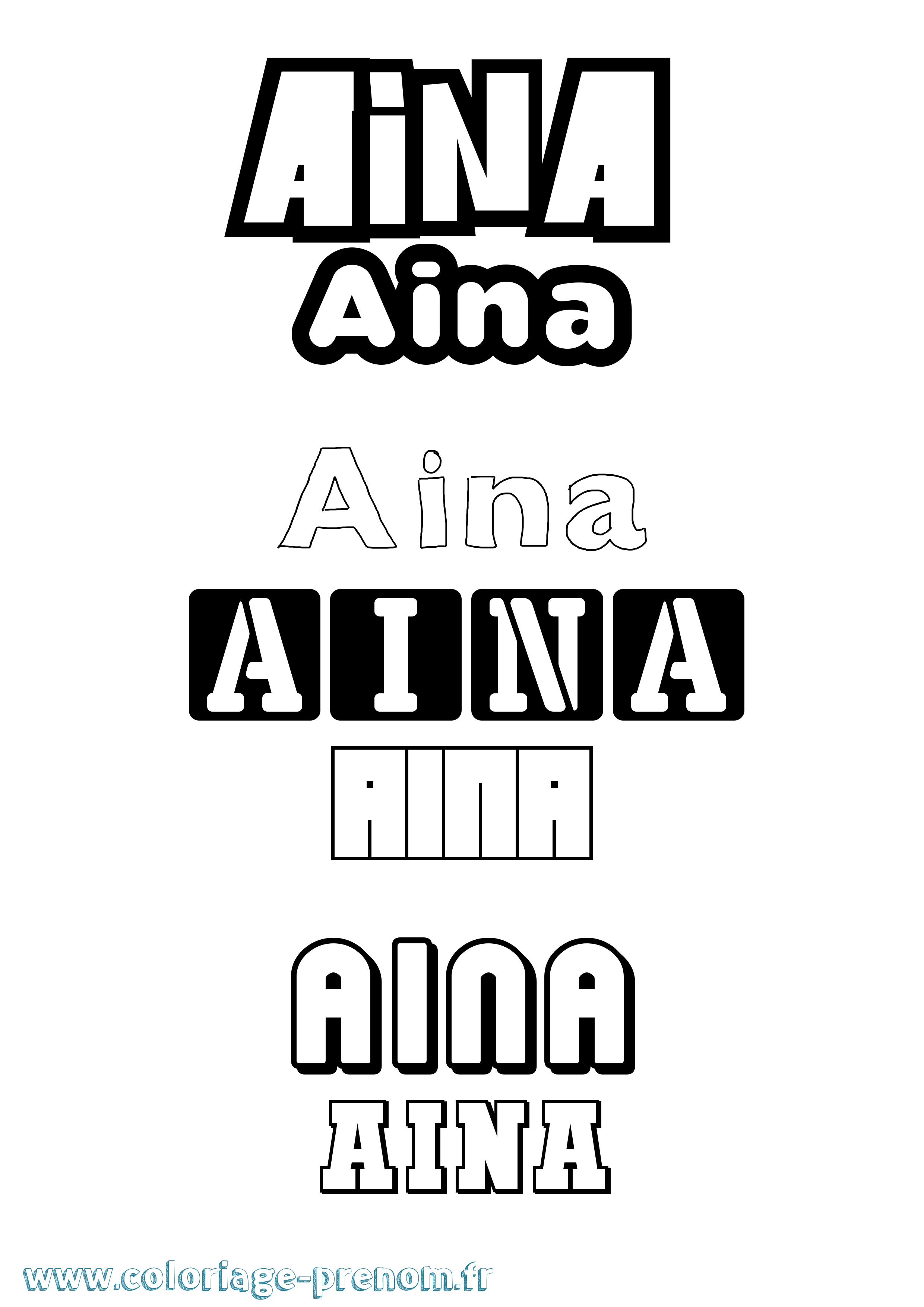 Coloriage prénom Aina Simple