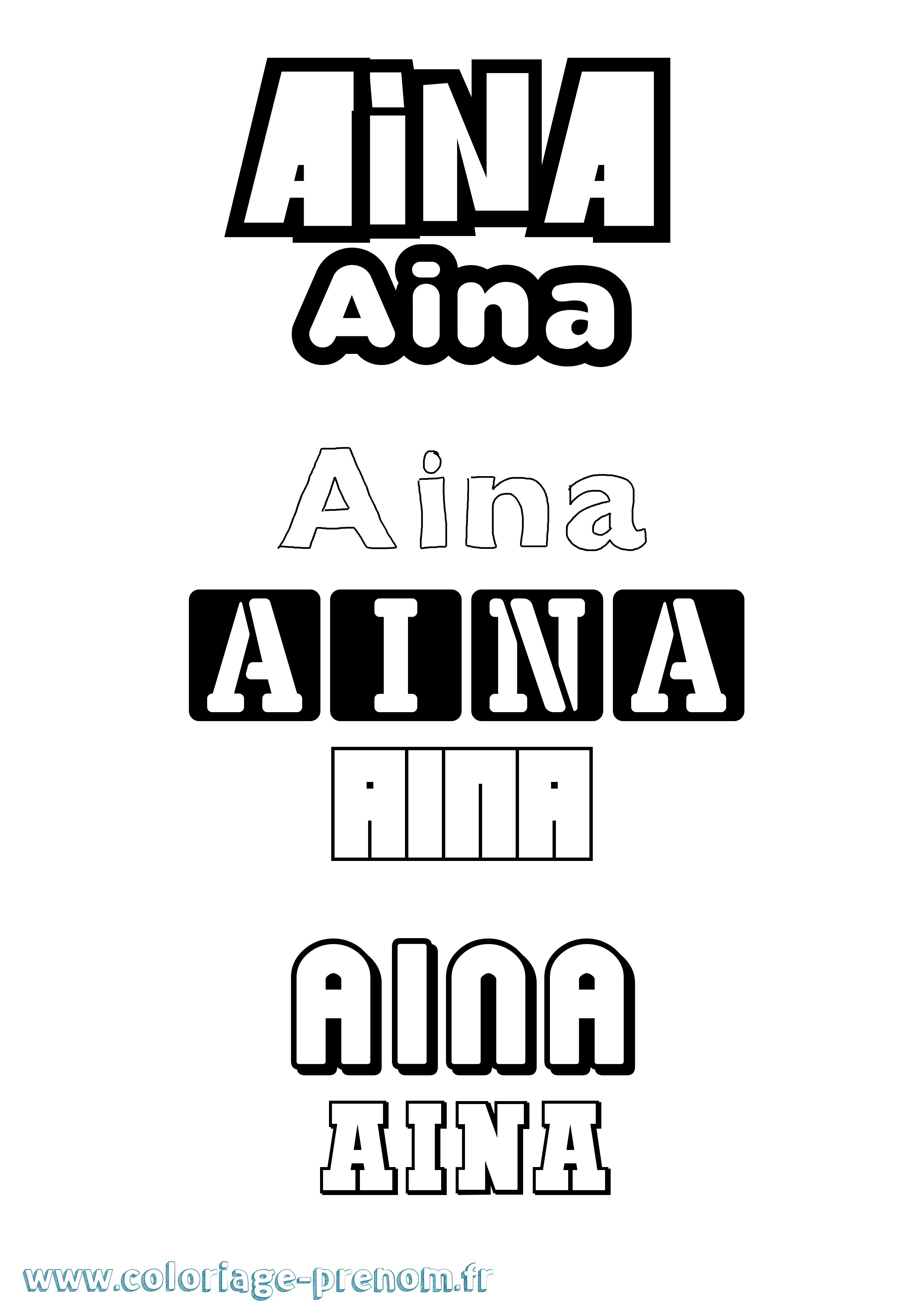 Coloriage Aina Simple Coloriage prénom Aina Simple