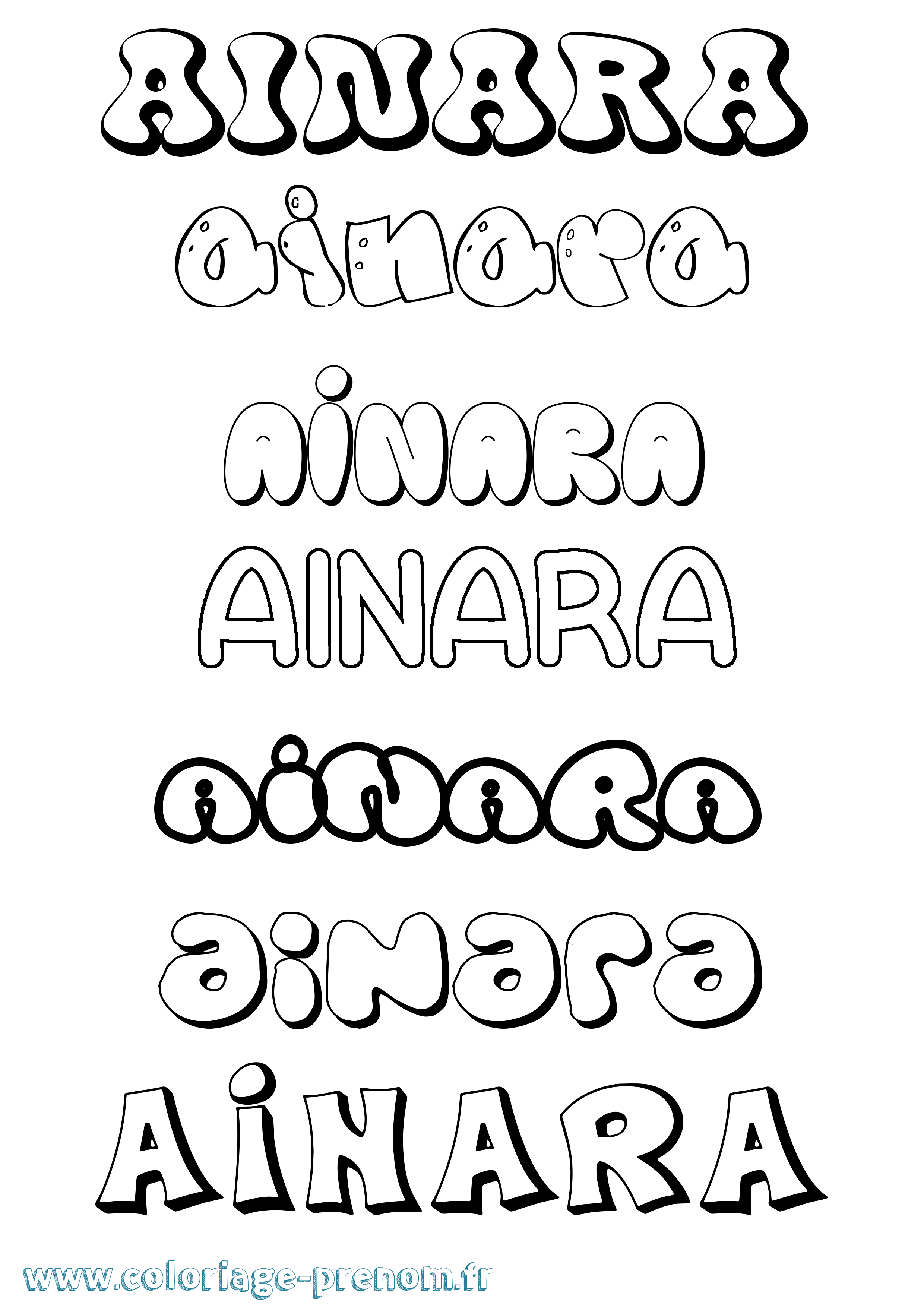 Coloriage Ainara Bubble Coloriage prénom Ainara Bubble
