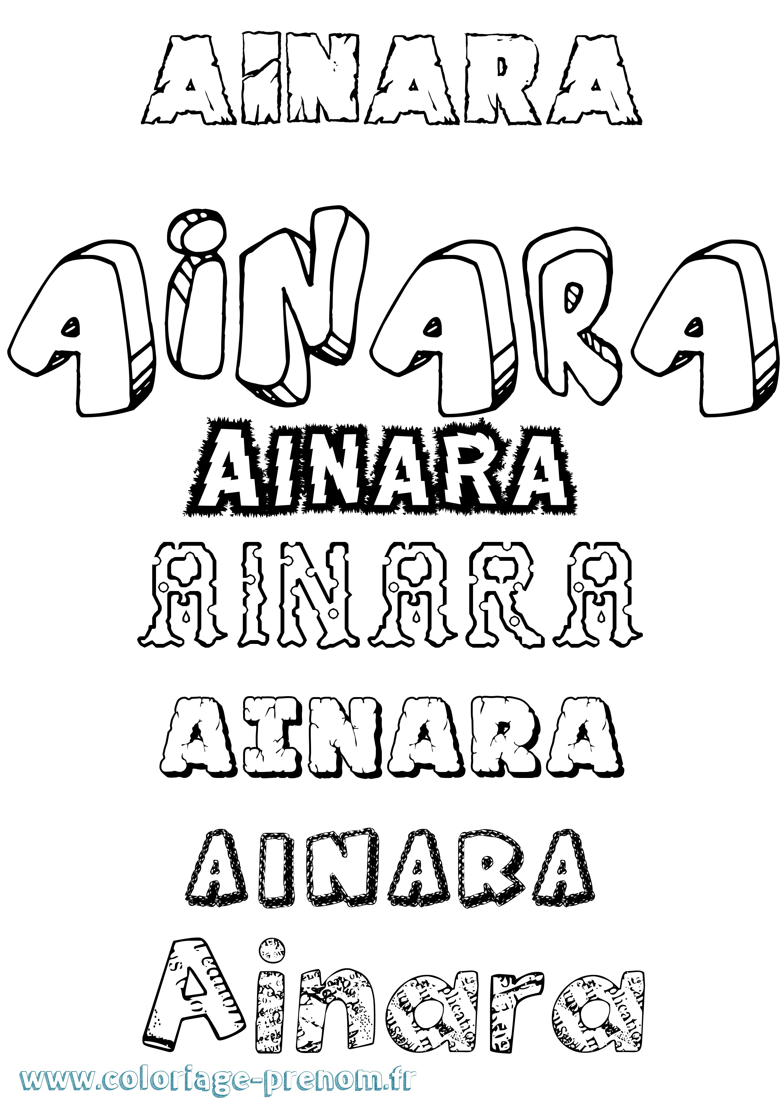 Coloriage prénom Ainara Destructuré