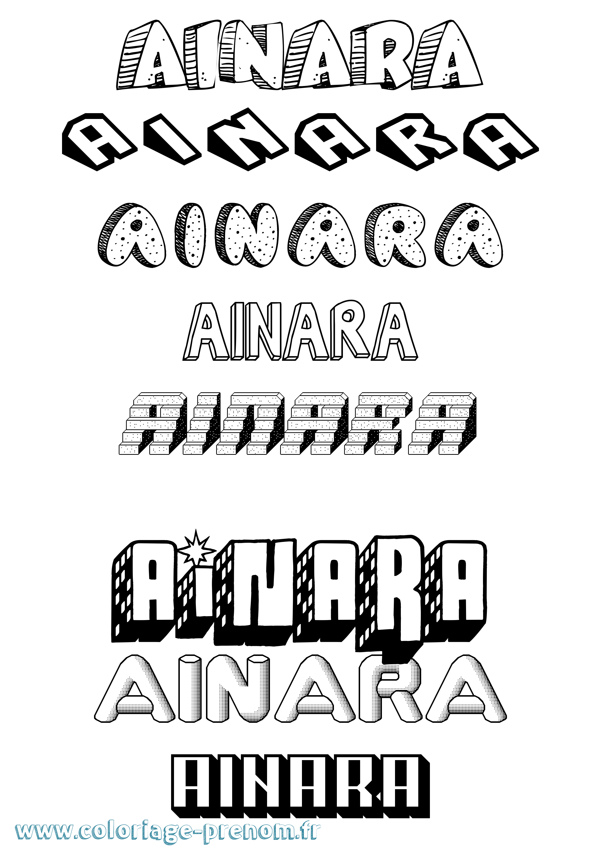 Coloriage Ainara Effet 3D Coloriage prénom Ainara Effet 3D
