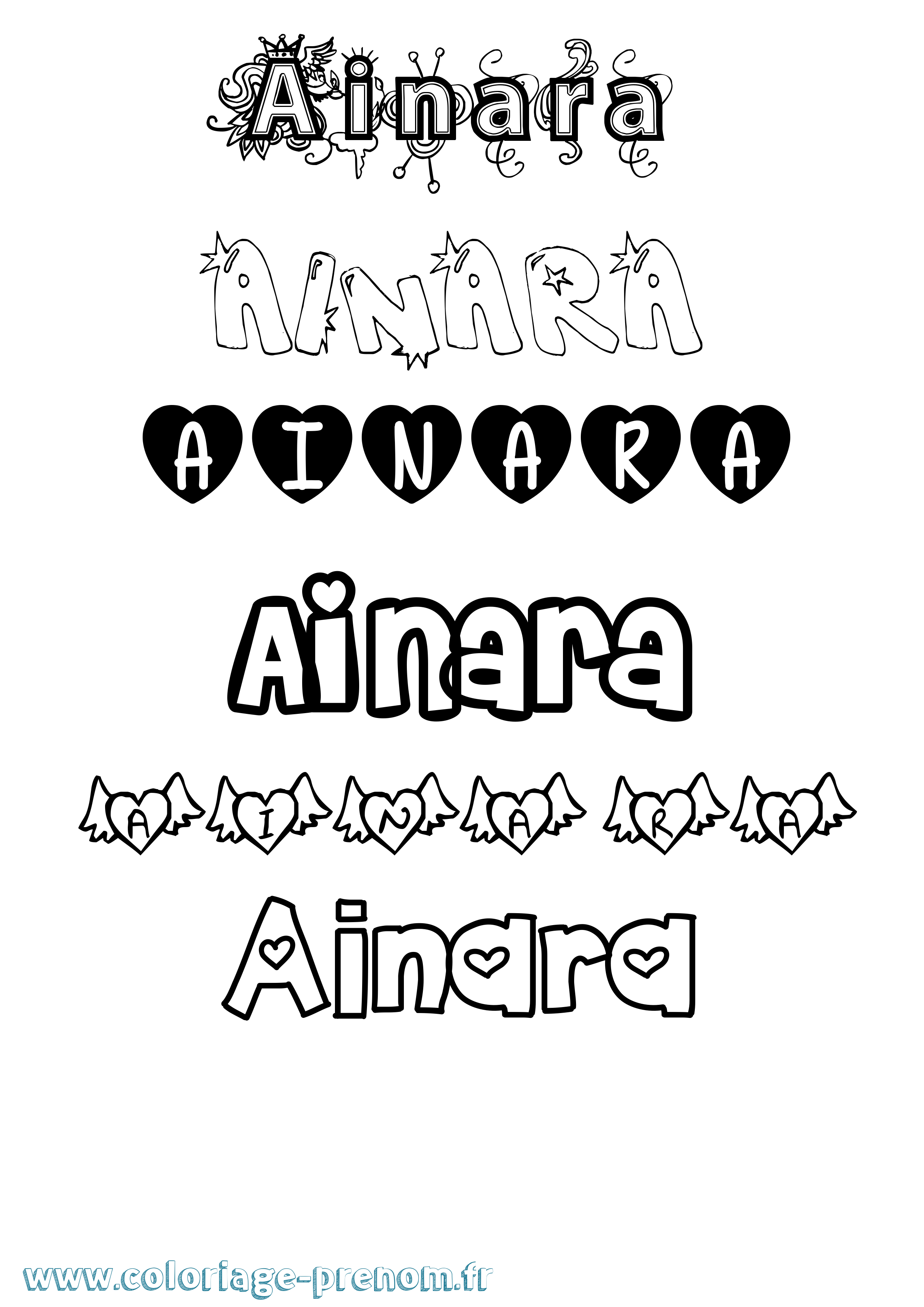 Coloriage Ainara Girly Coloriage prénom Ainara Girly
