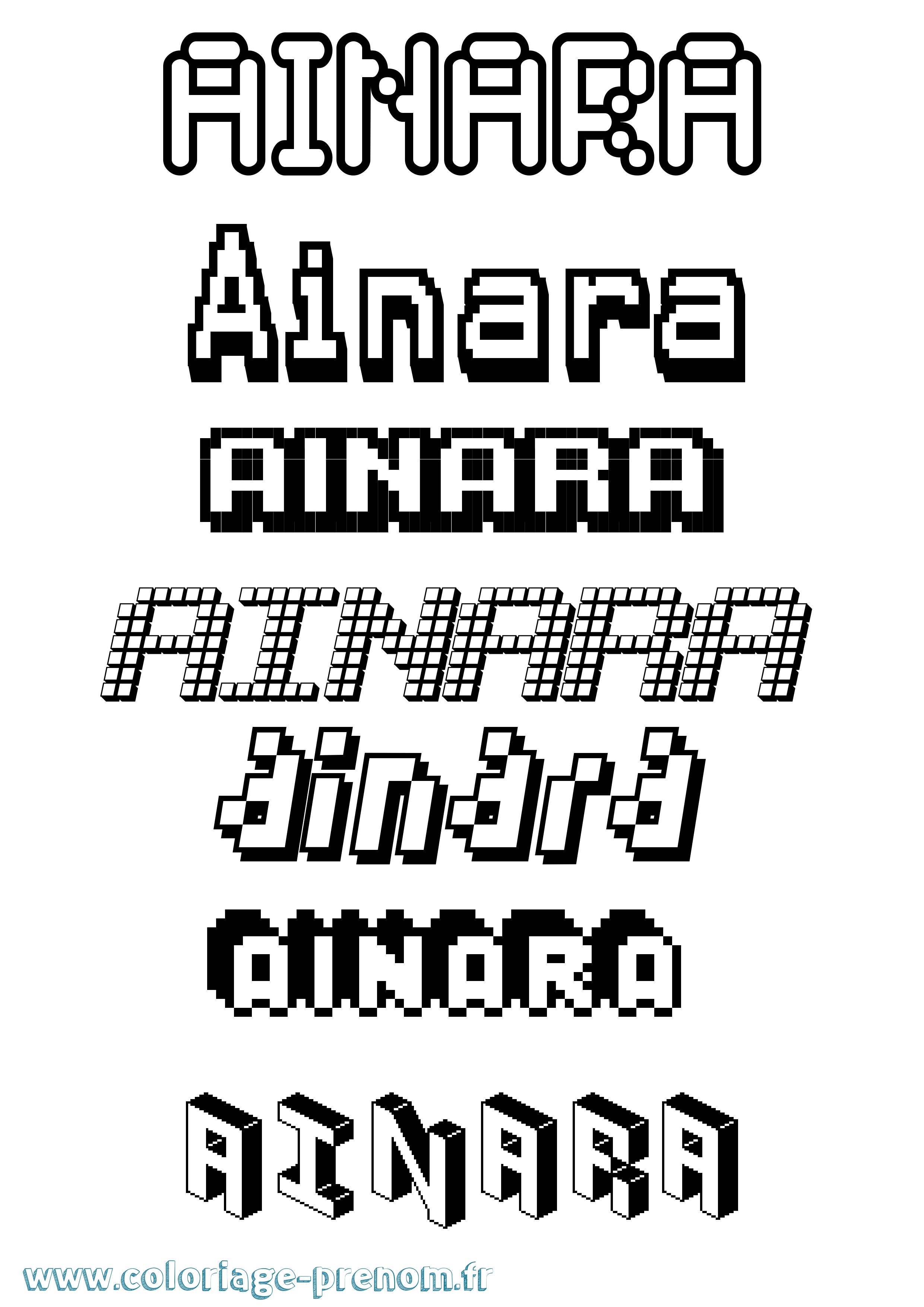Coloriage prénom Ainara Pixel