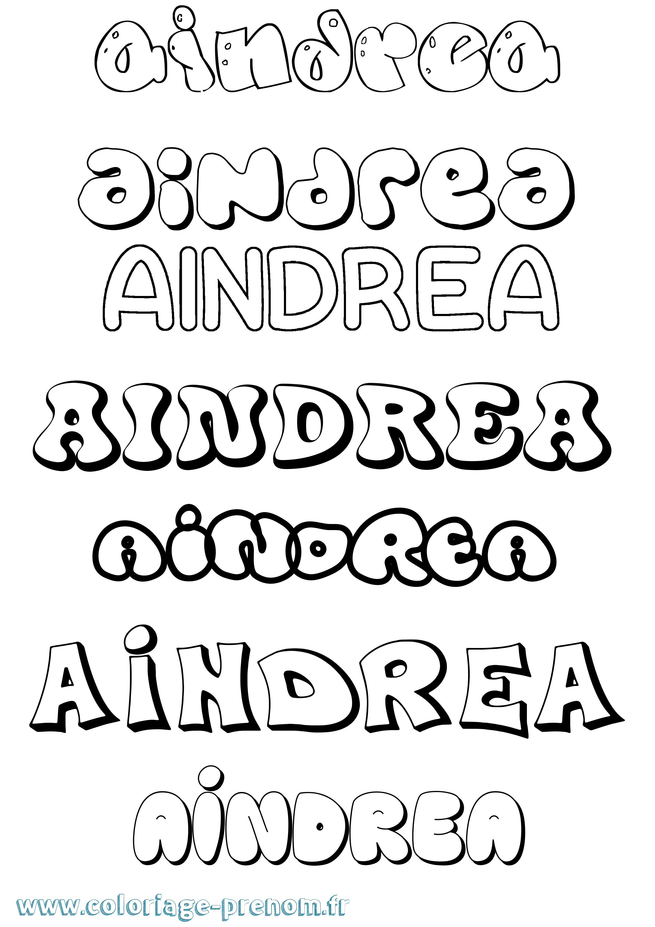 Coloriage prénom Aindrea Bubble