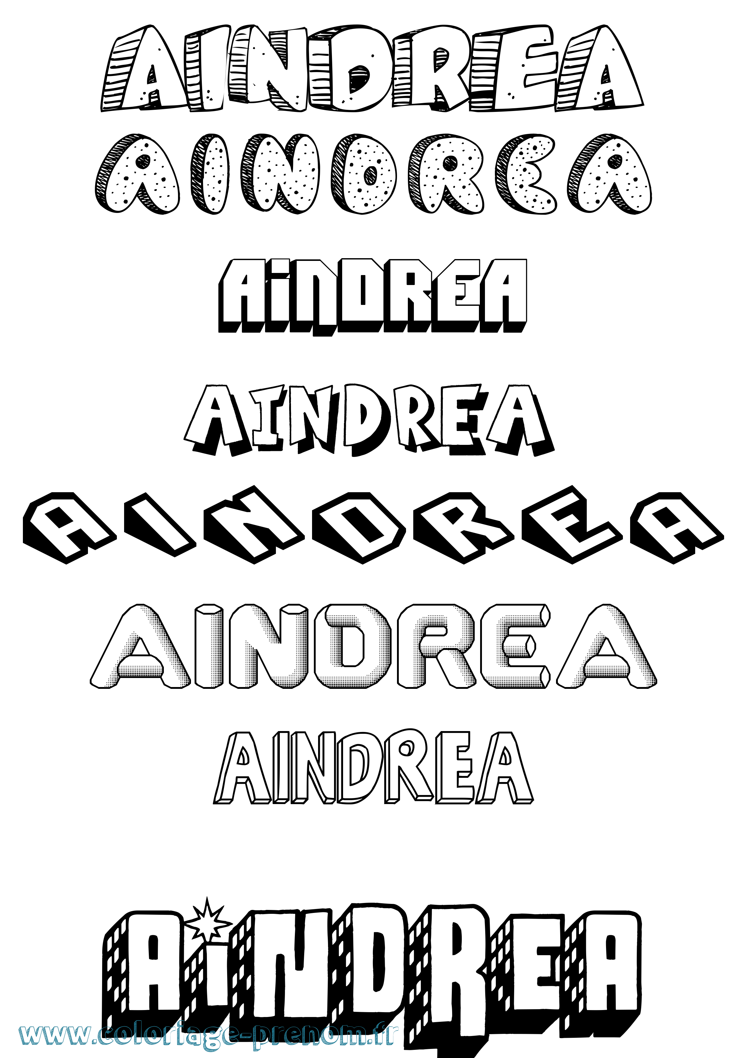 Coloriage prénom Aindrea Effet 3D
