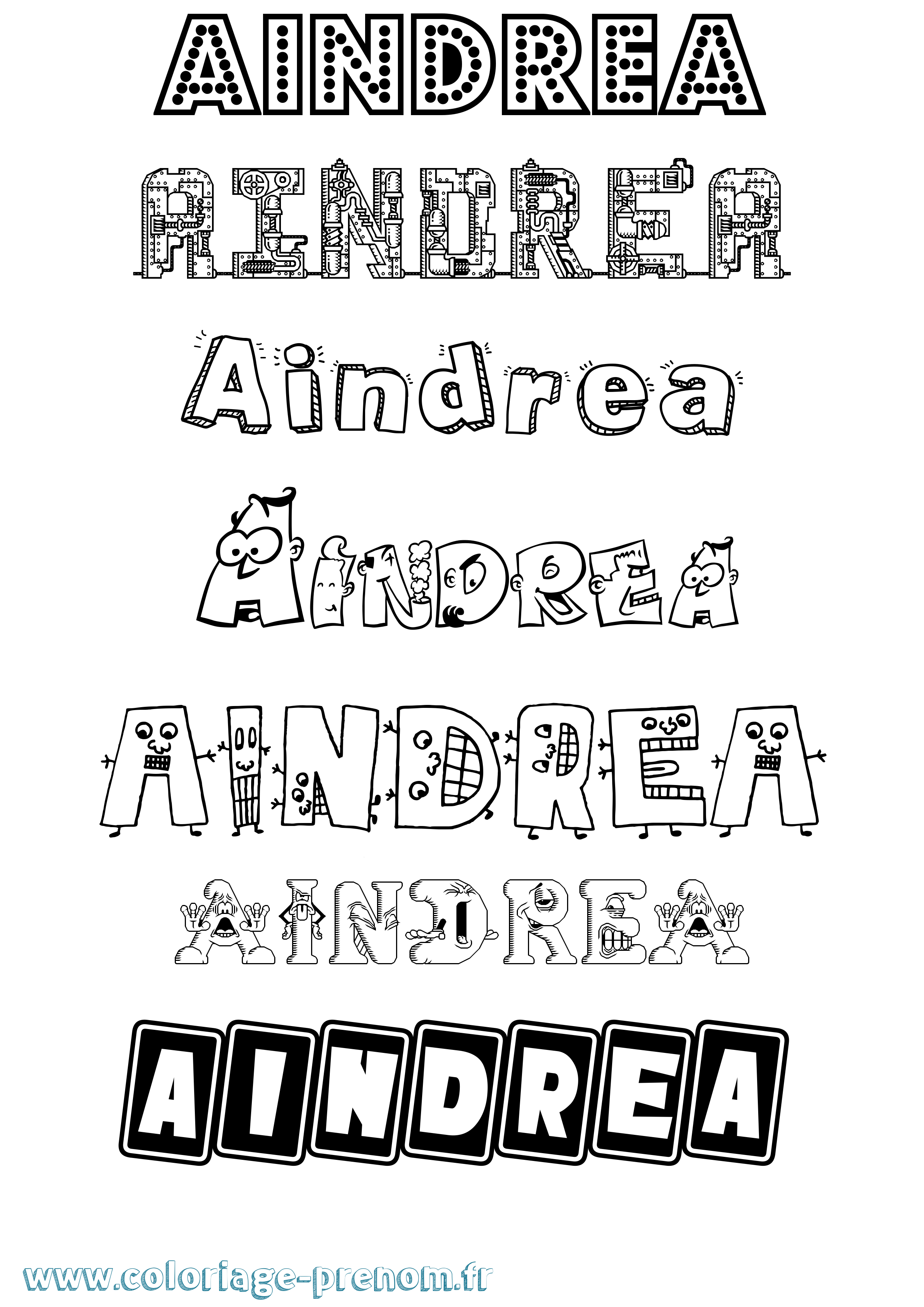 Coloriage prénom Aindrea Fun