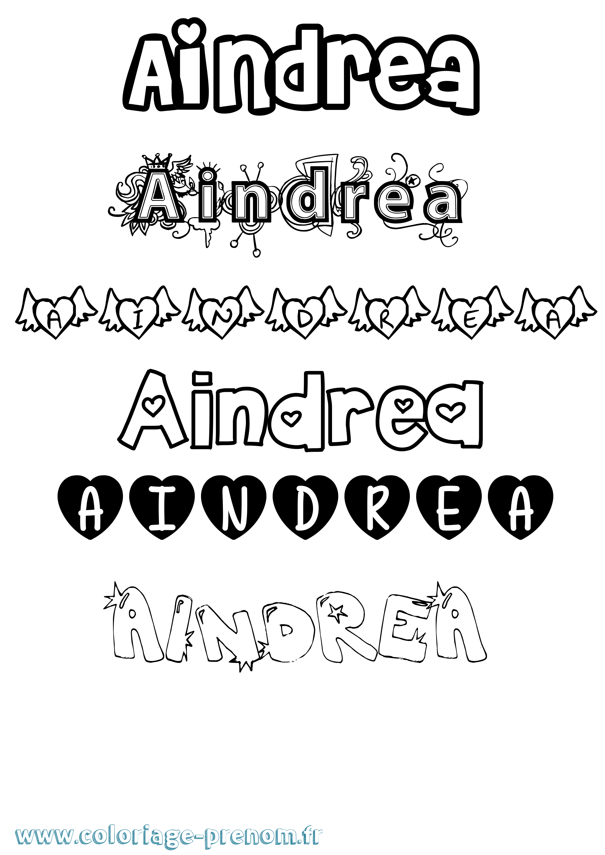 Coloriage prénom Aindrea Girly