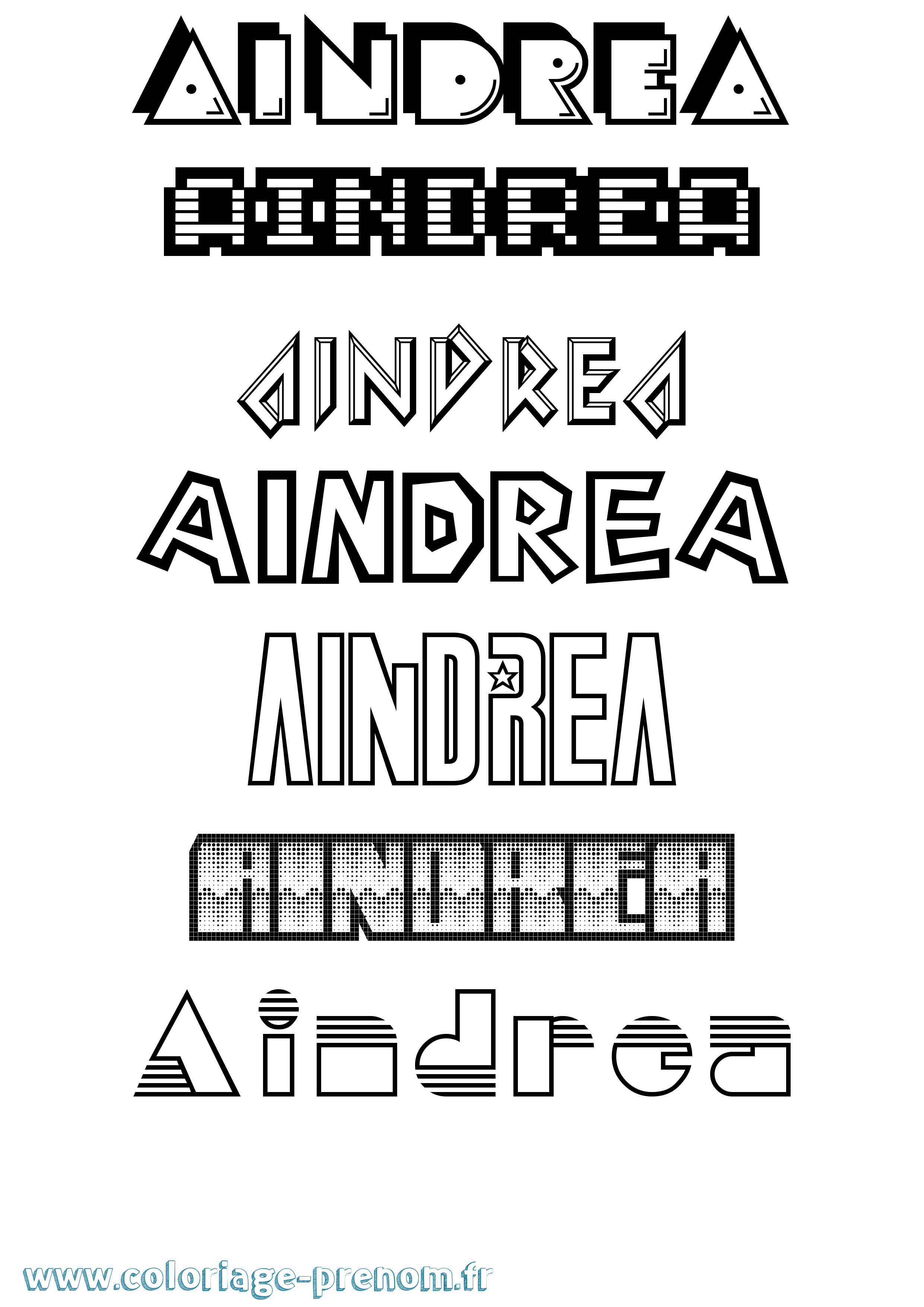 Coloriage prénom Aindrea Jeux Vidéos