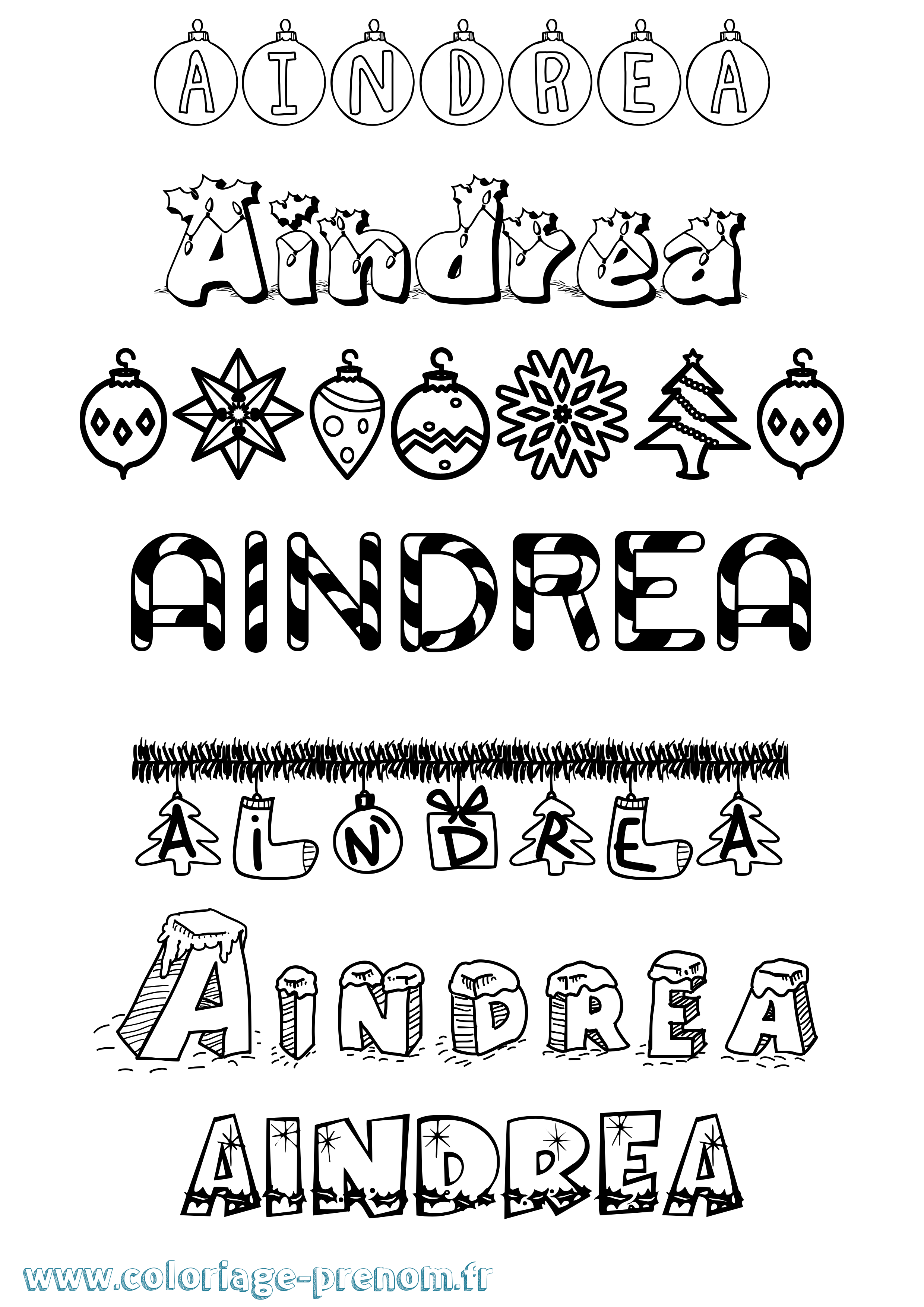 Coloriage prénom Aindrea Noël