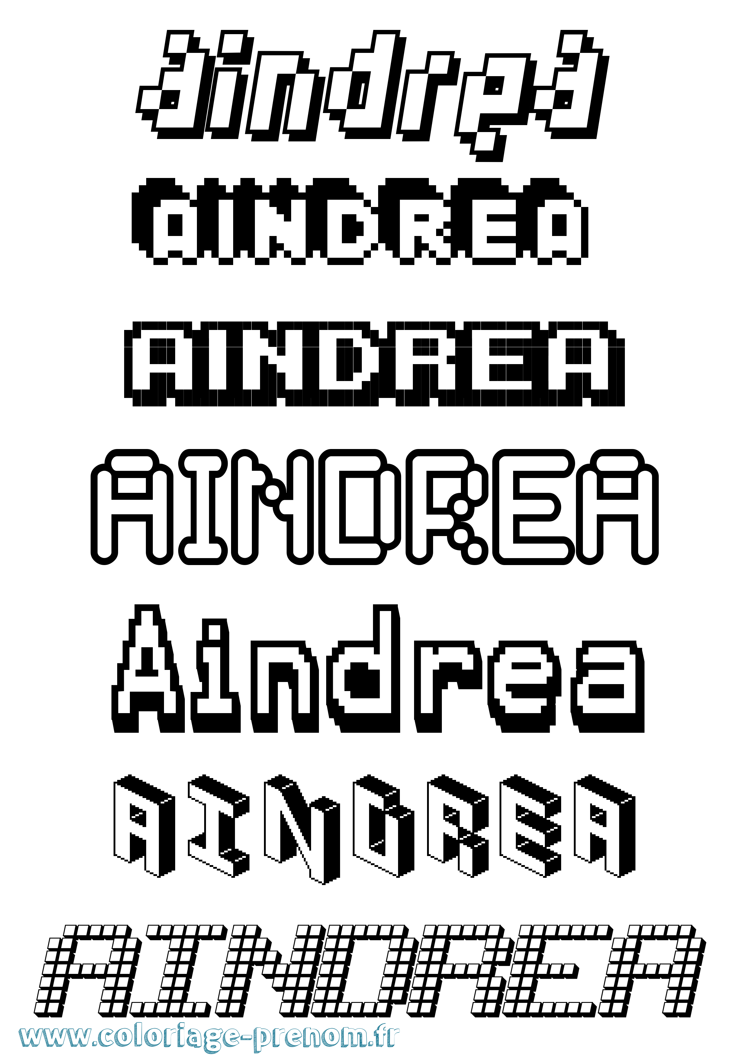 Coloriage prénom Aindrea Pixel