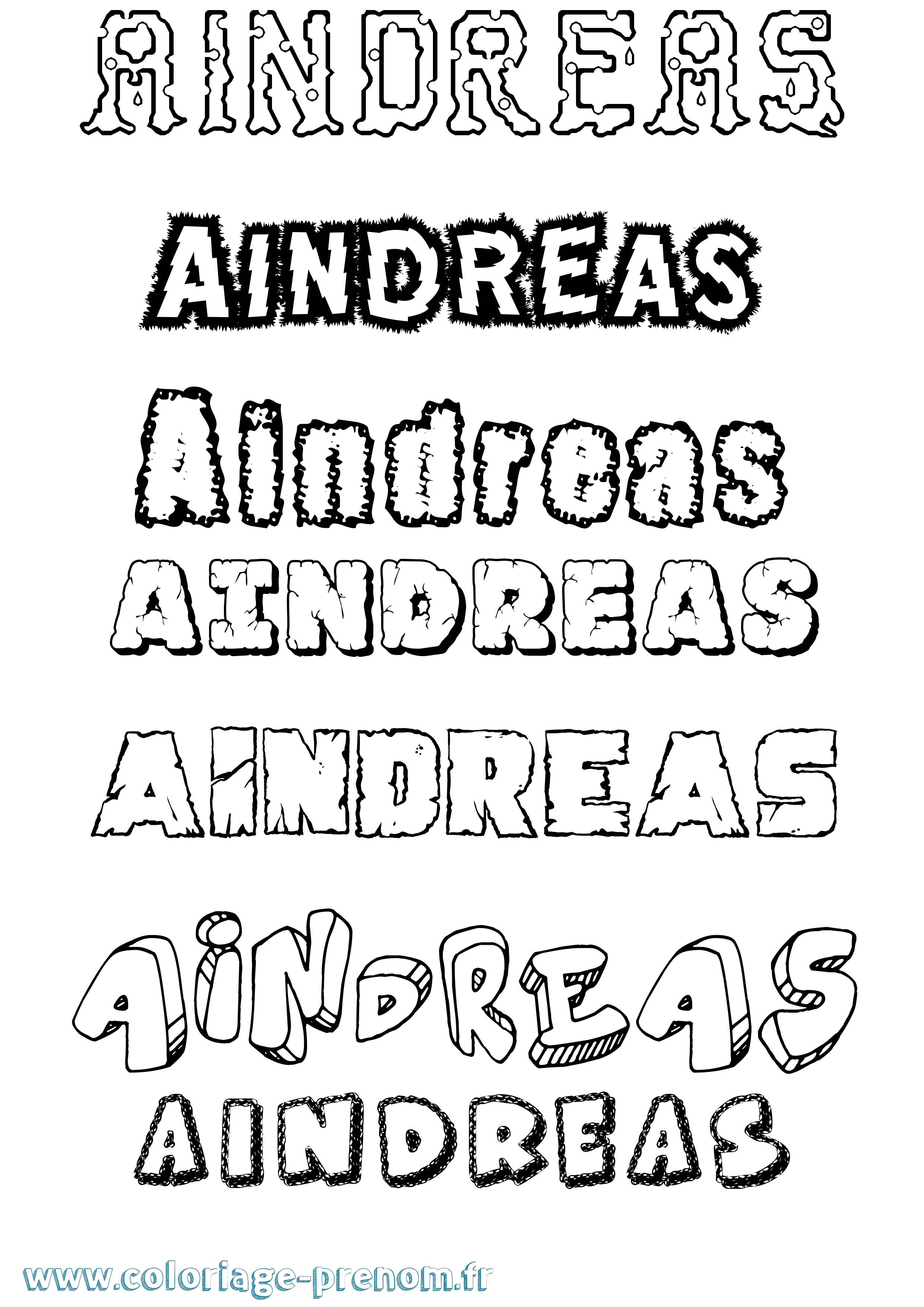 Coloriage prénom Aindréas Destructuré