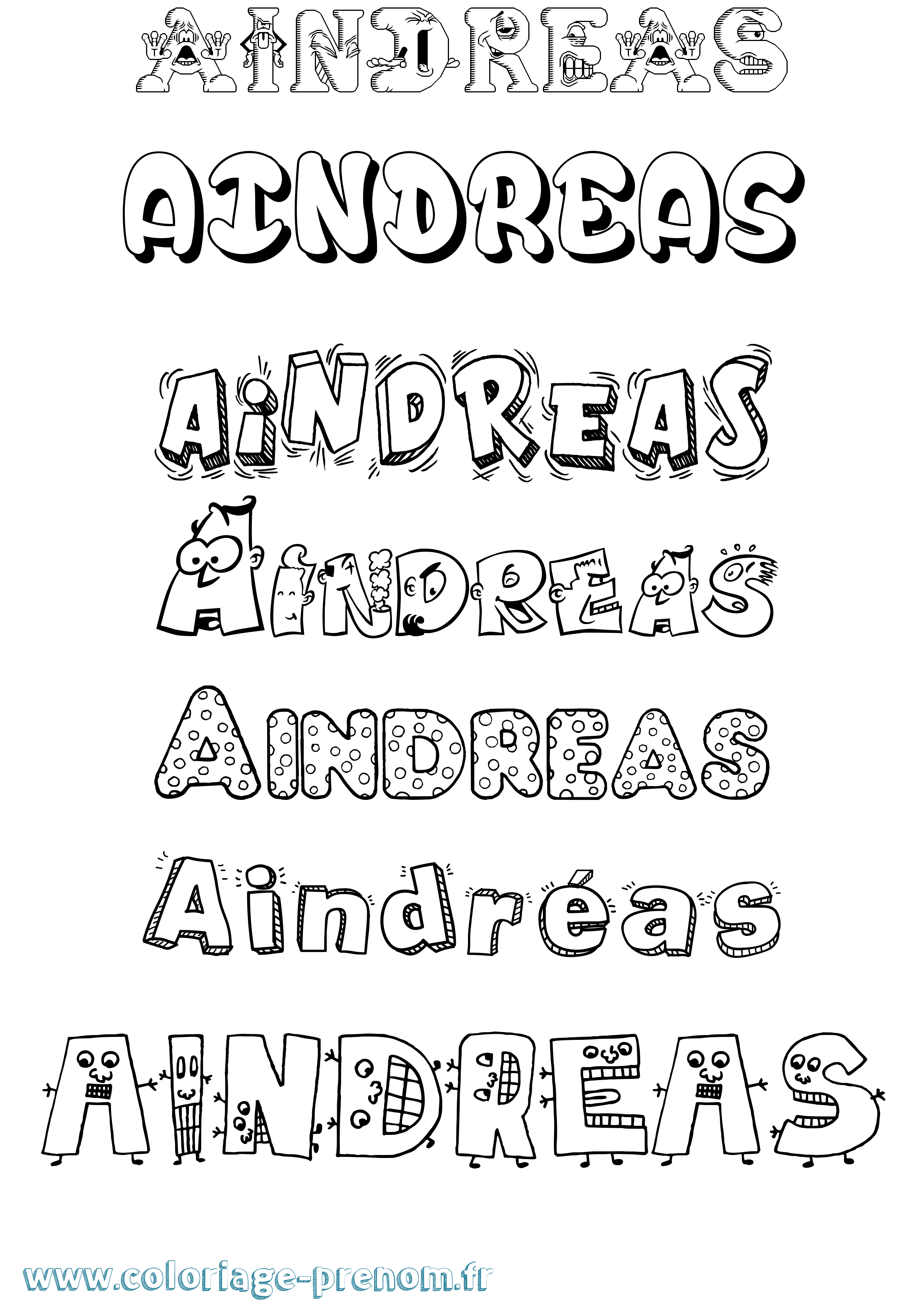 Coloriage prénom Aindréas Fun