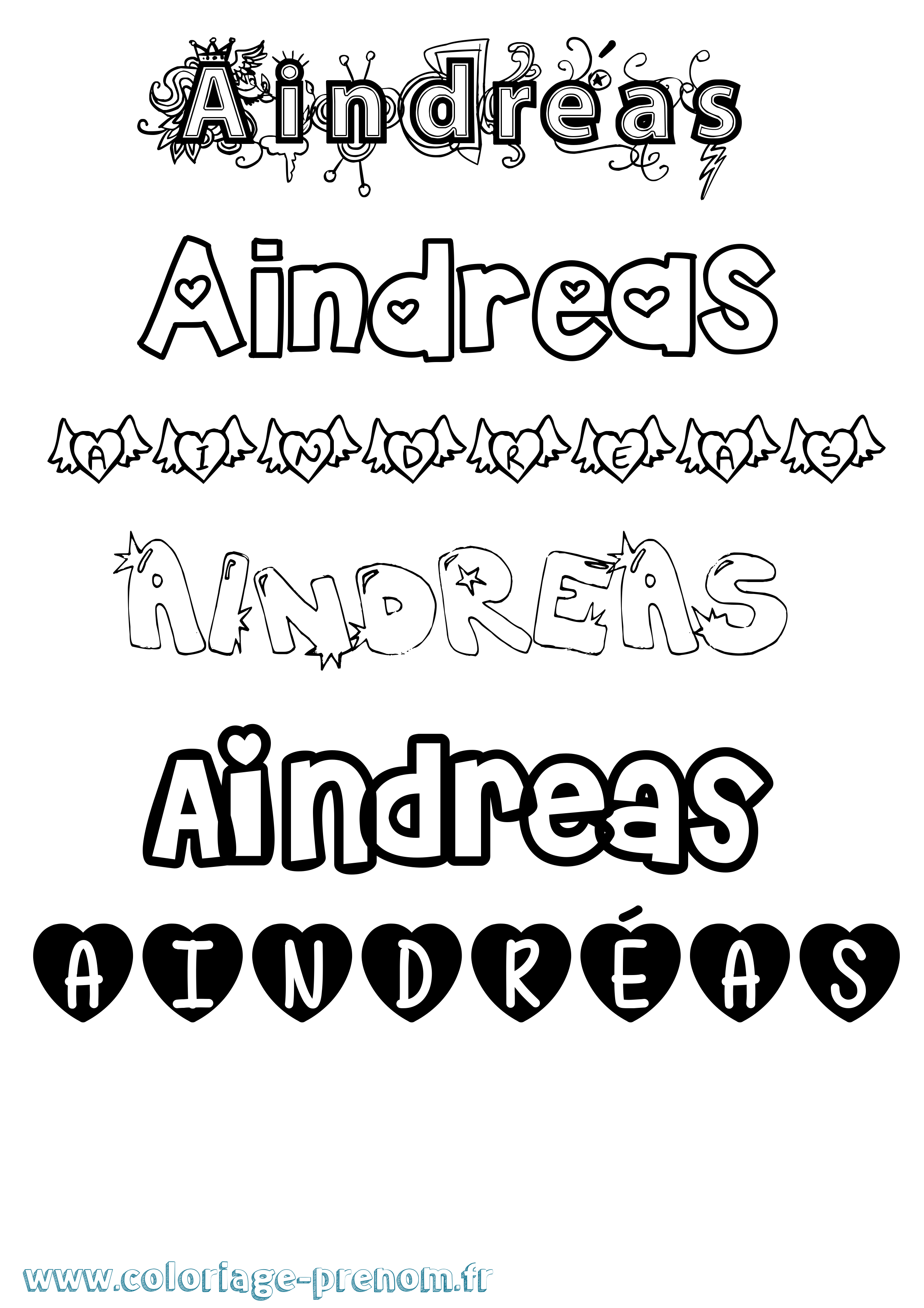 Coloriage prénom Aindréas Girly