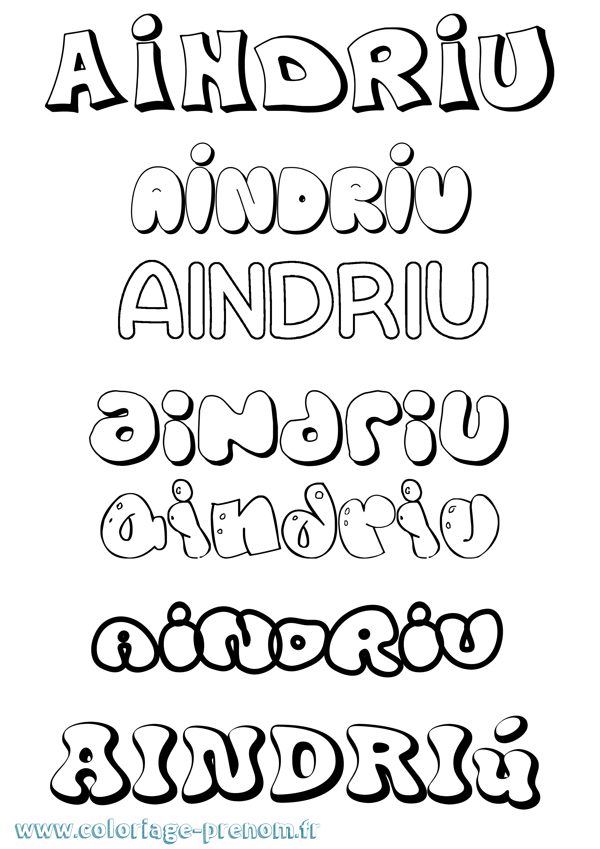Coloriage Aindriú Bubble Coloriage prénom Aindriú Bubble