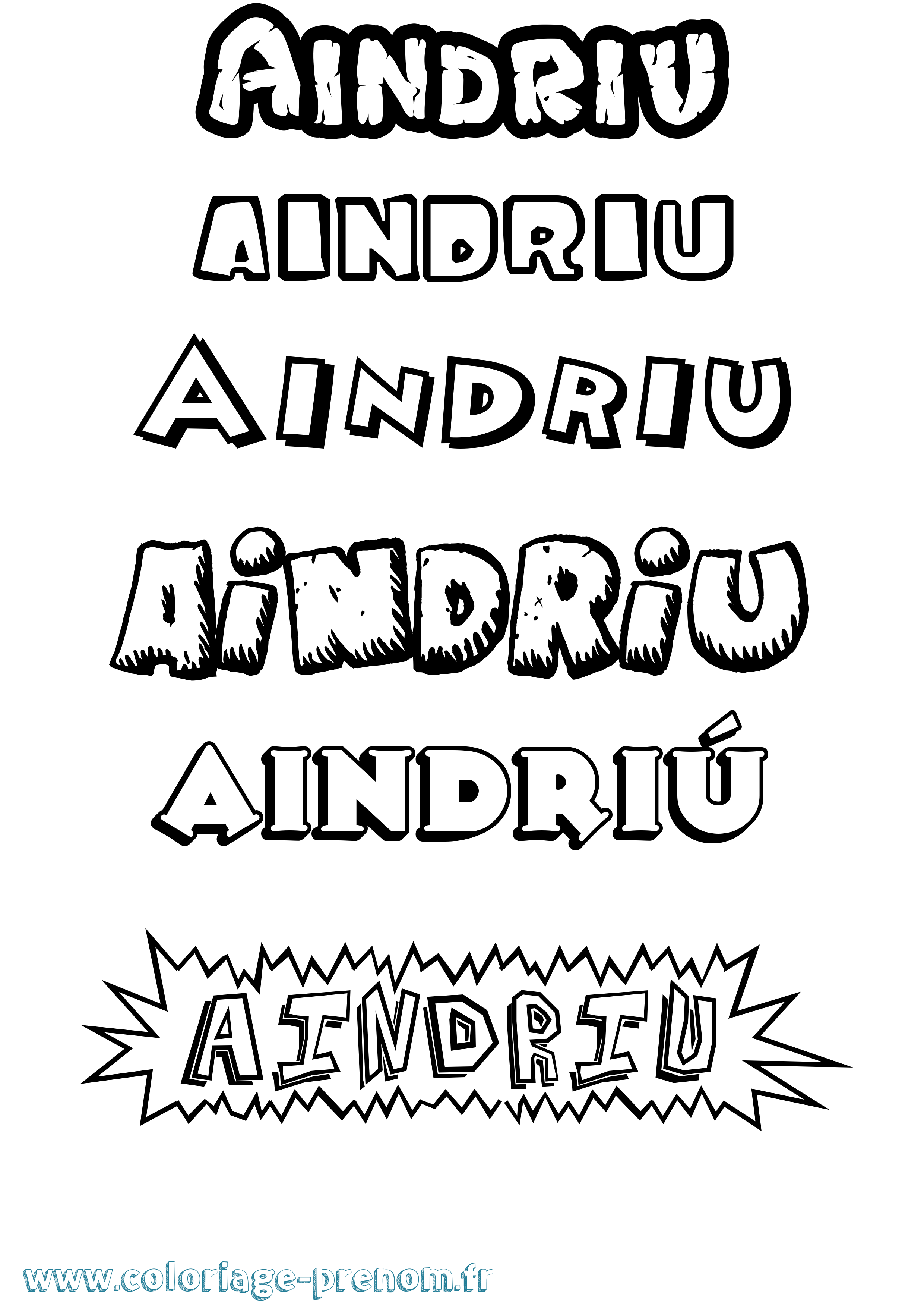 Coloriage prénom Aindriú Dessin Animé