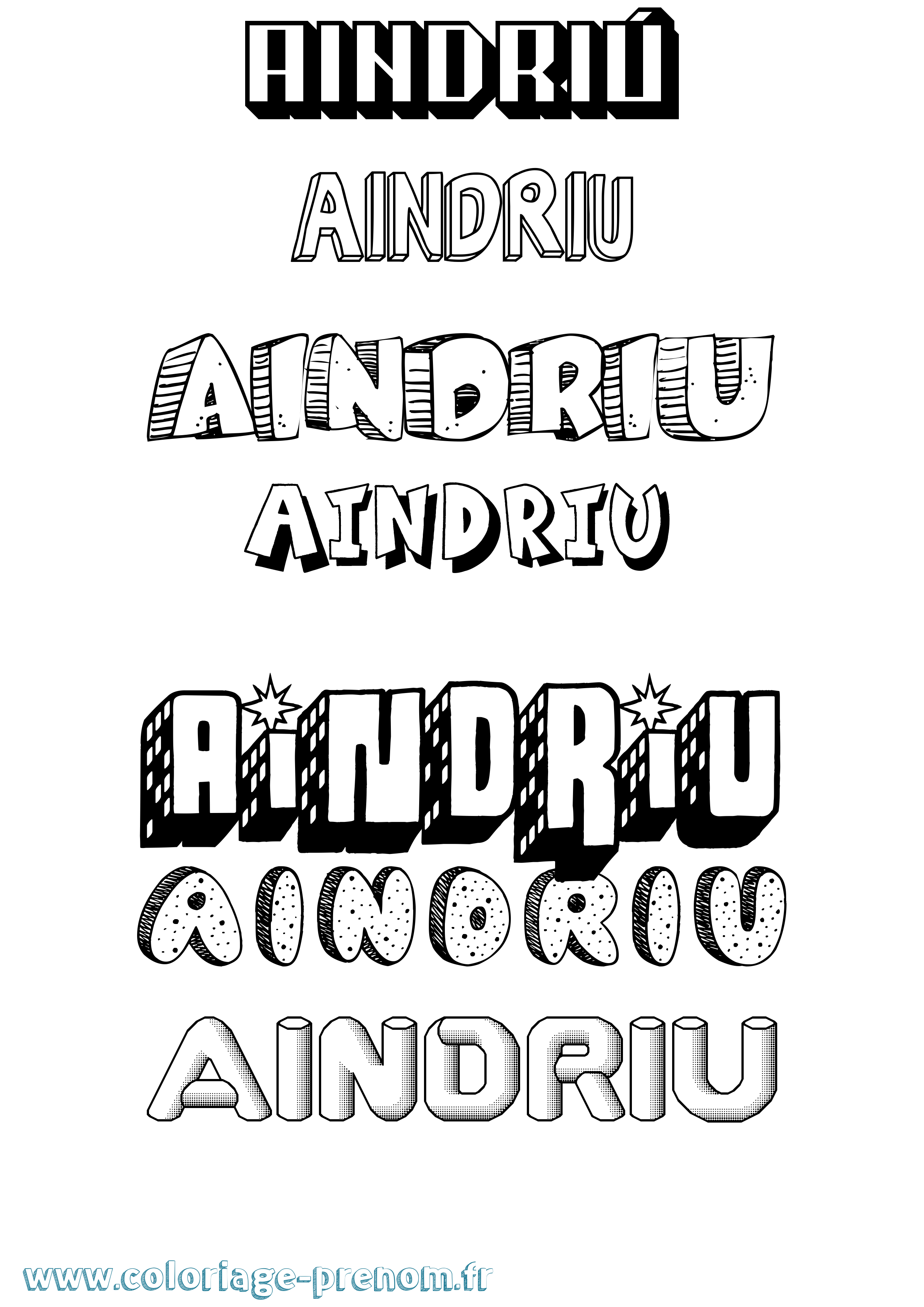 Coloriage prénom Aindriú Effet 3D