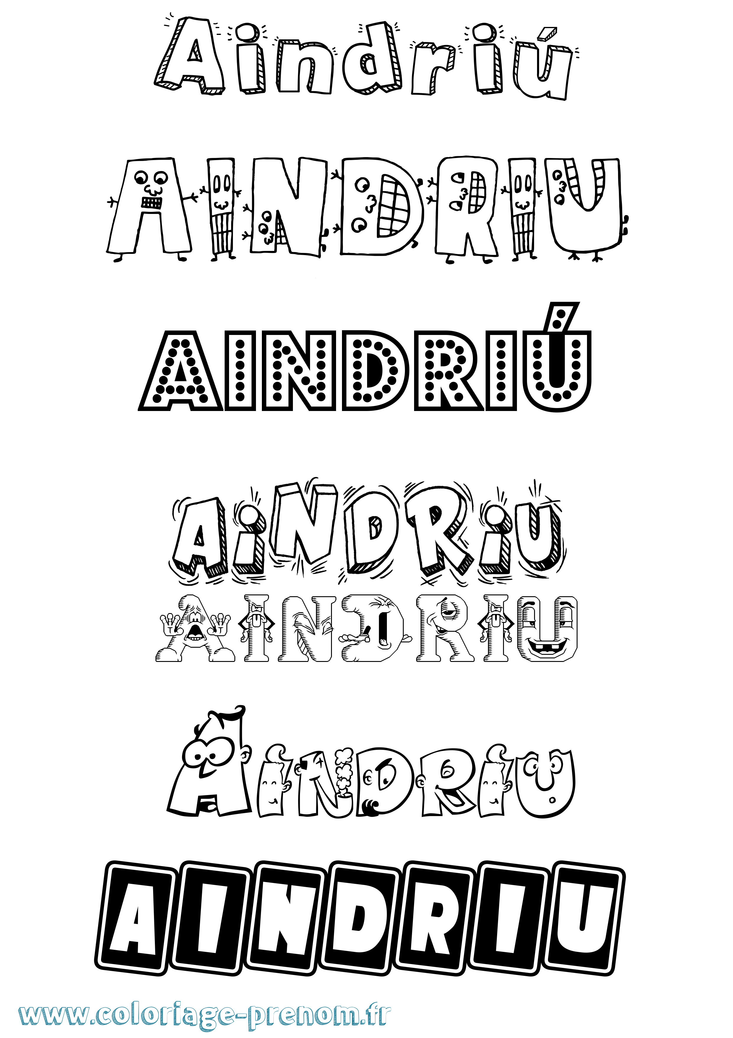 Coloriage prénom Aindriú Fun