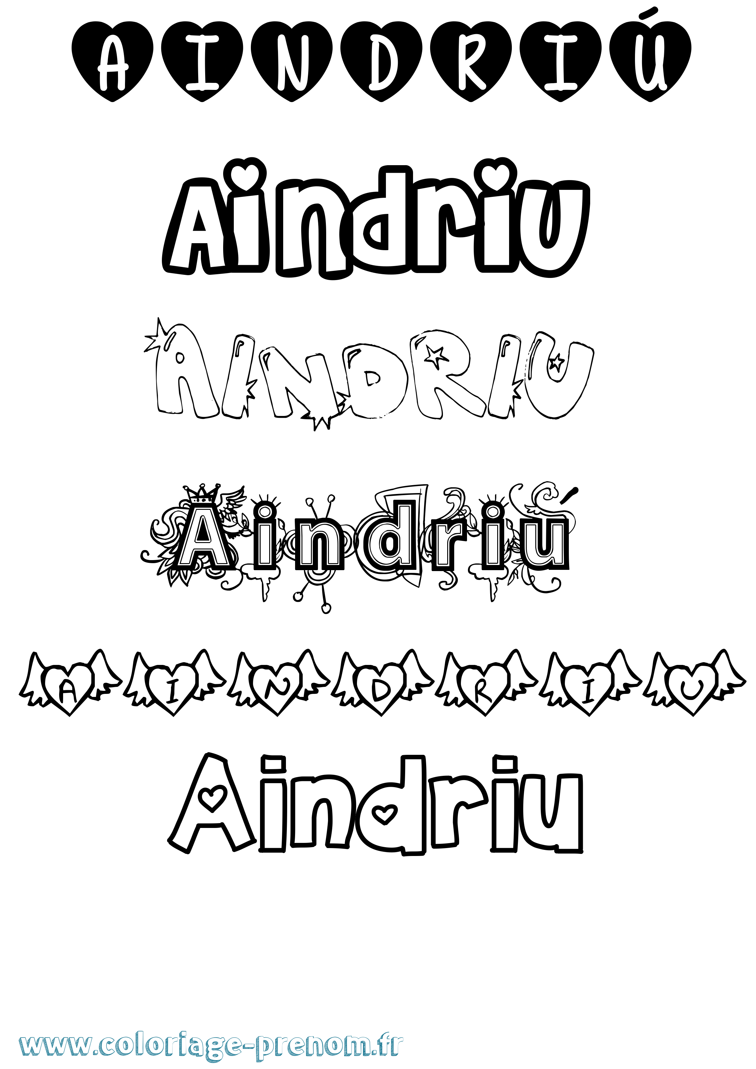 Coloriage Aindriú Girly Coloriage prénom Aindriú Girly